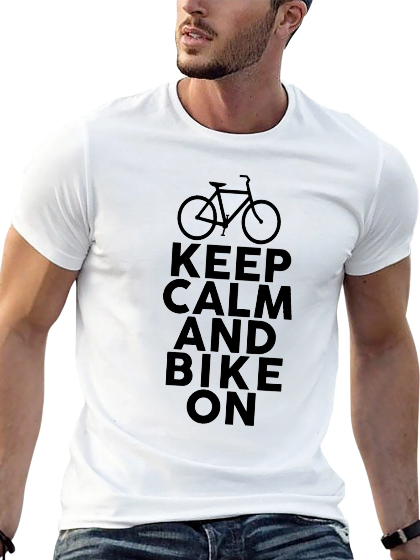 Keep Calm and Bike On T-Shirt - Black