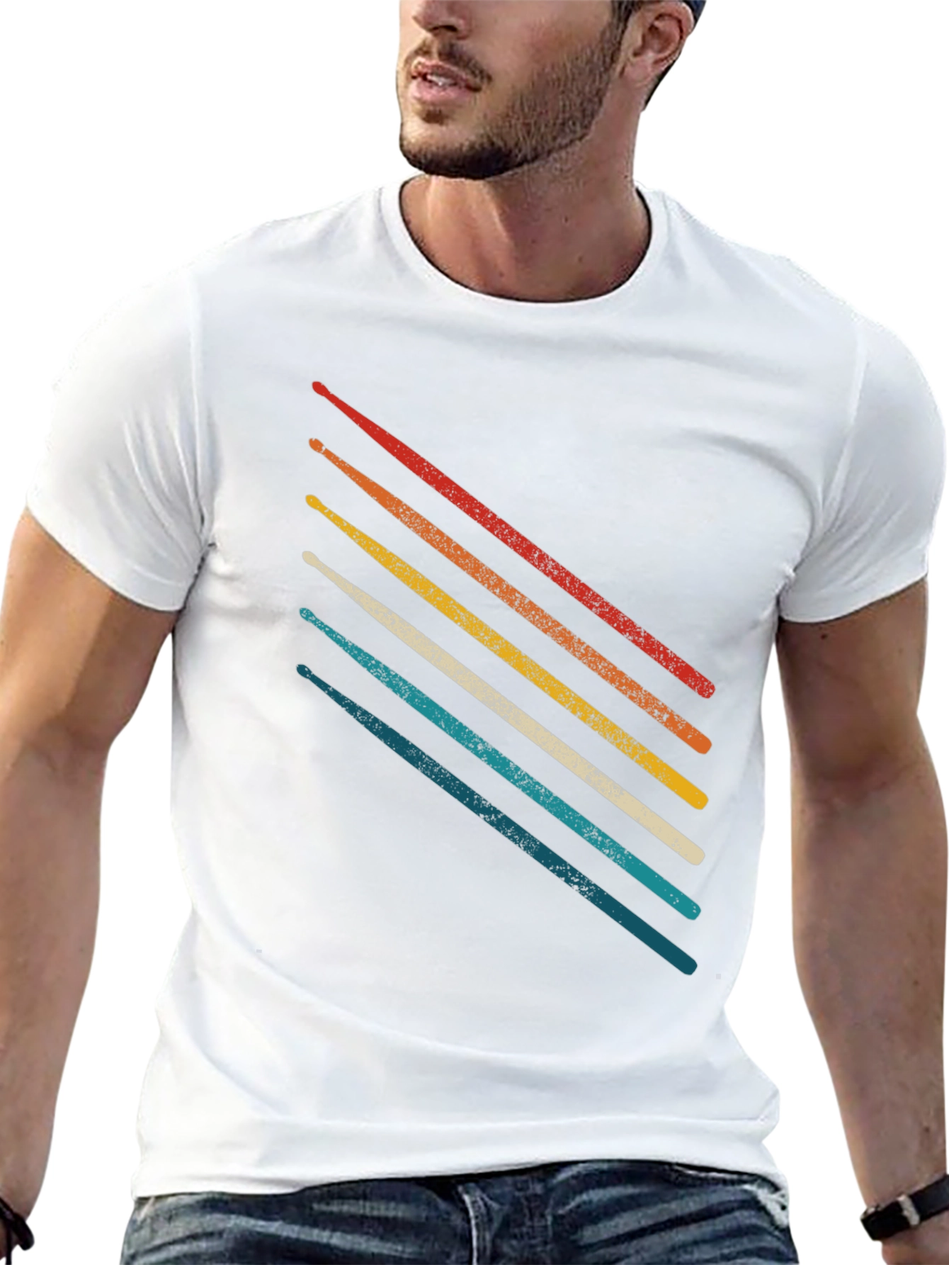 Retro Drum Sticks Graphic Tee - Musician Style