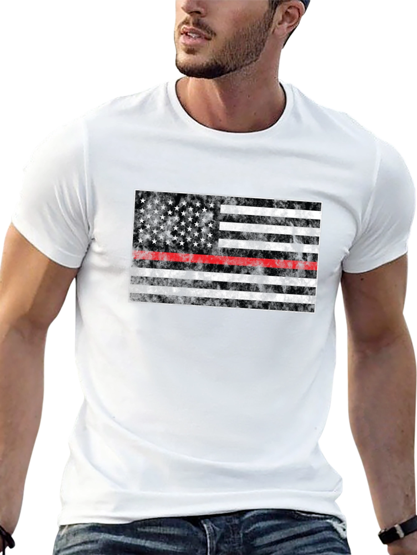 Thin Red Line American Flag Graphic Tee