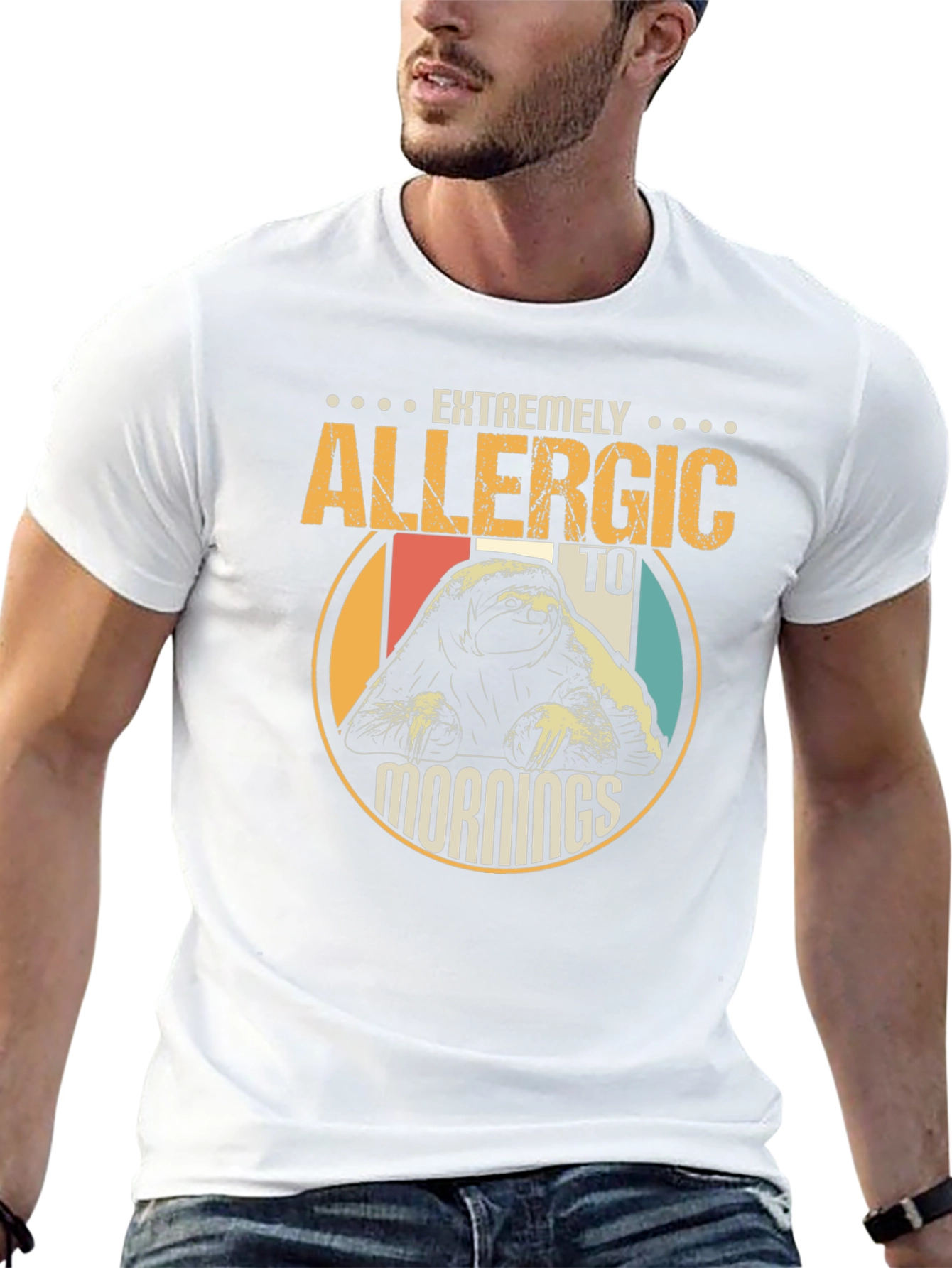 Allergic to Mornings Sloth Graphic T-Shirt