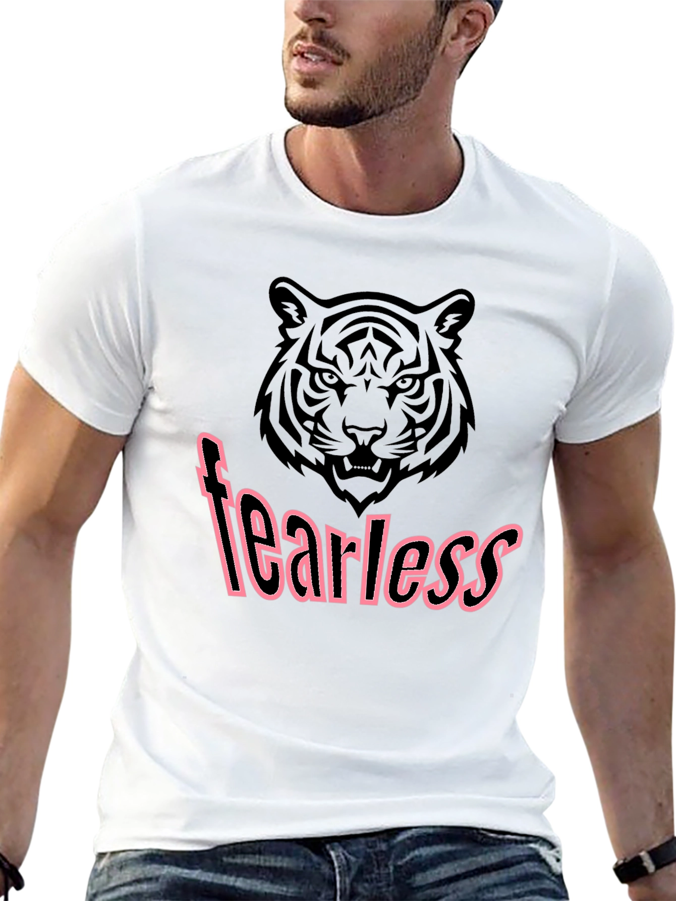 Fearless Tiger Graphic Tee - Stylish Mens Black T-Shirt