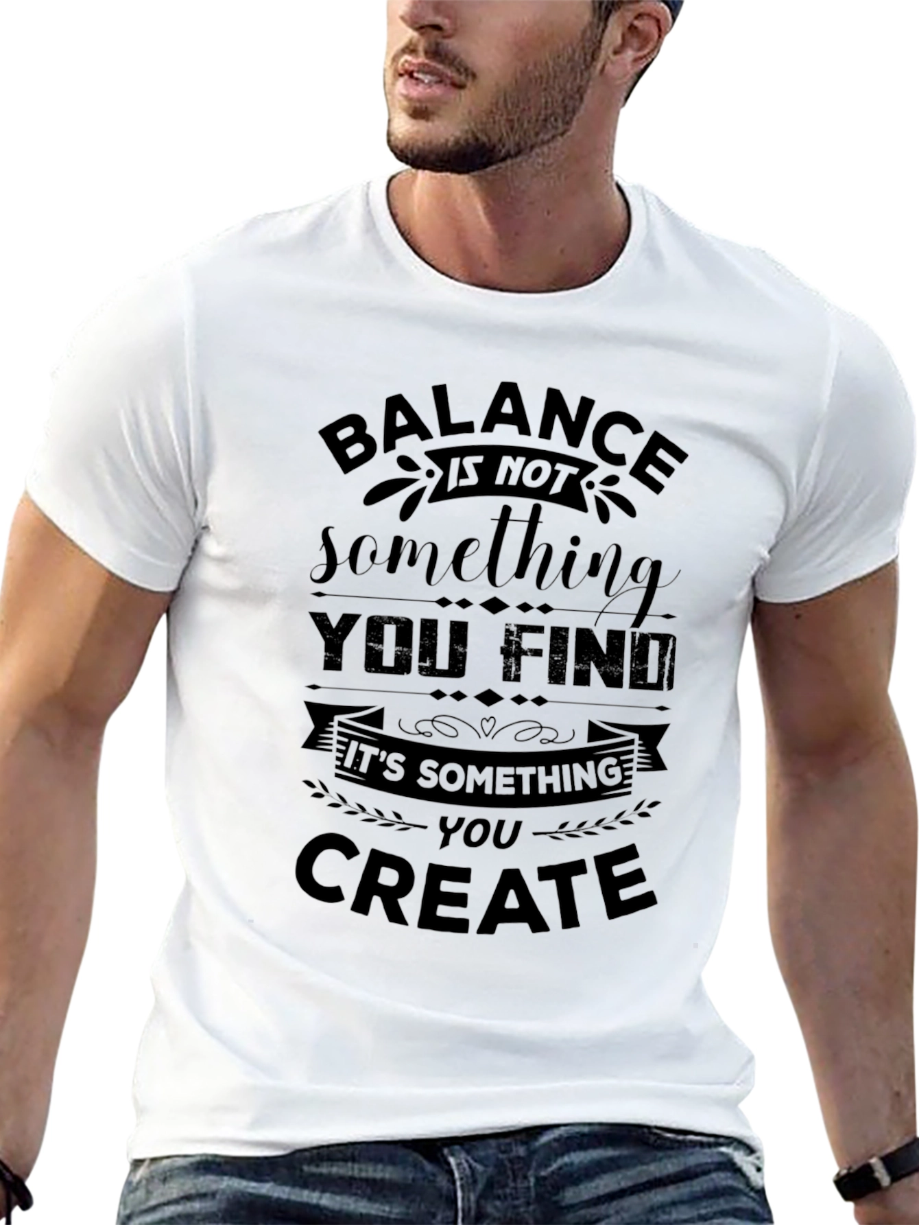 Balance Quote Black T-Shirt for Motivation