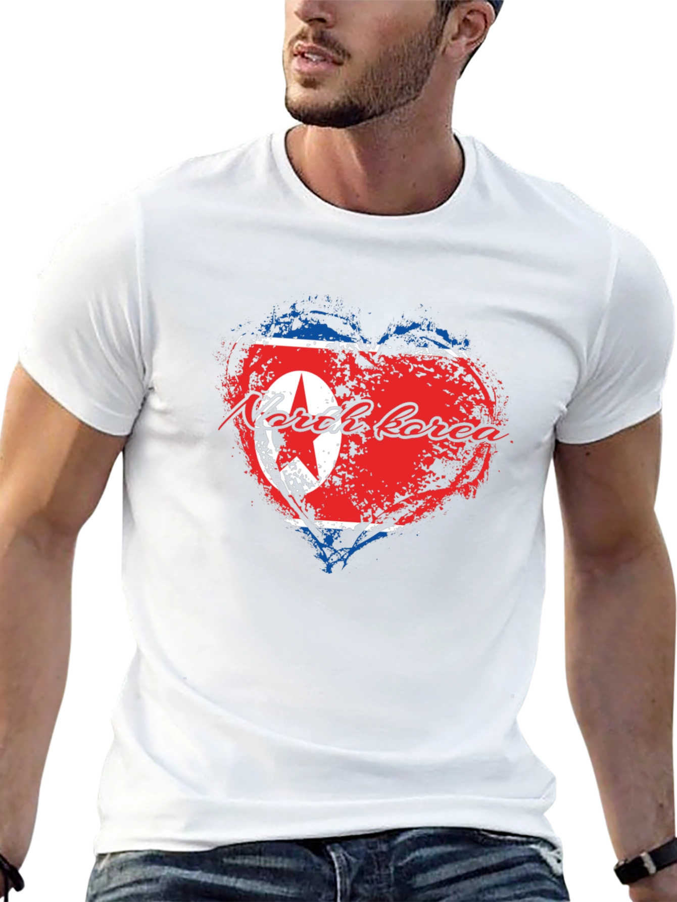 North Korea Flag Heart T-Shirt