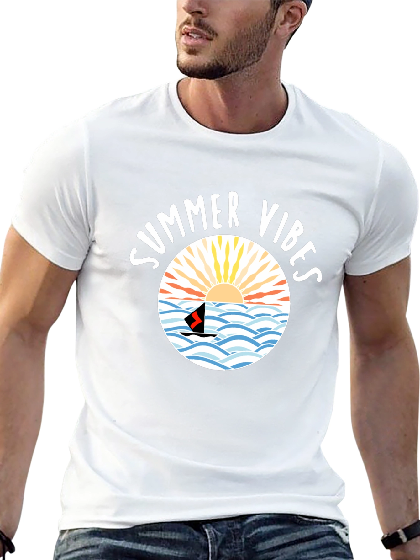 Summer Vibes Graphic Tee - Black Cotton Shirt