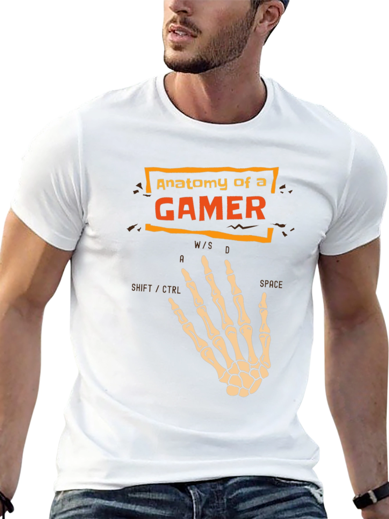 Anatomy of a Gamer T-Shirt - Skeleton Hand Design