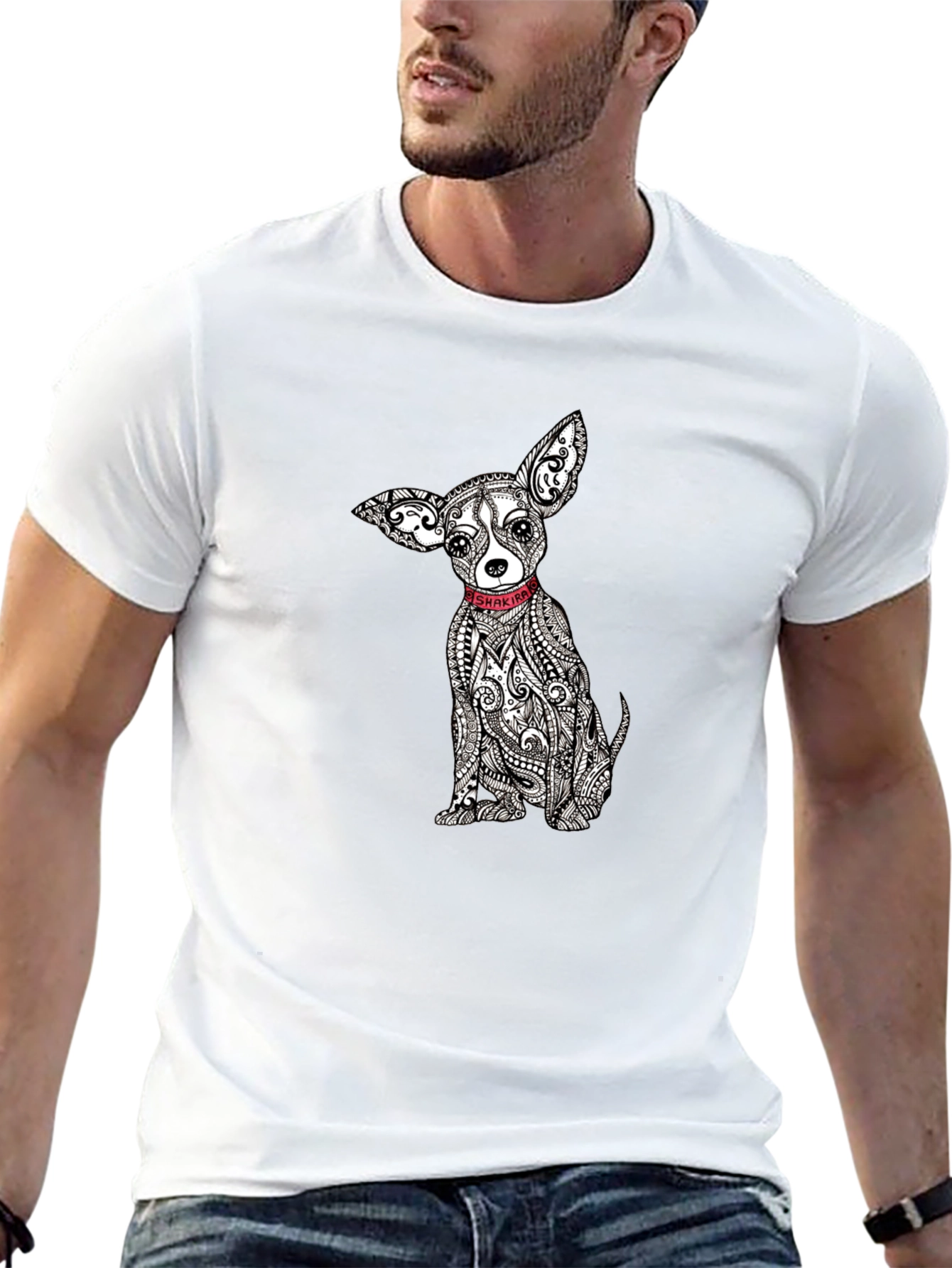Chihuahua Dog Print Black T-Shirt