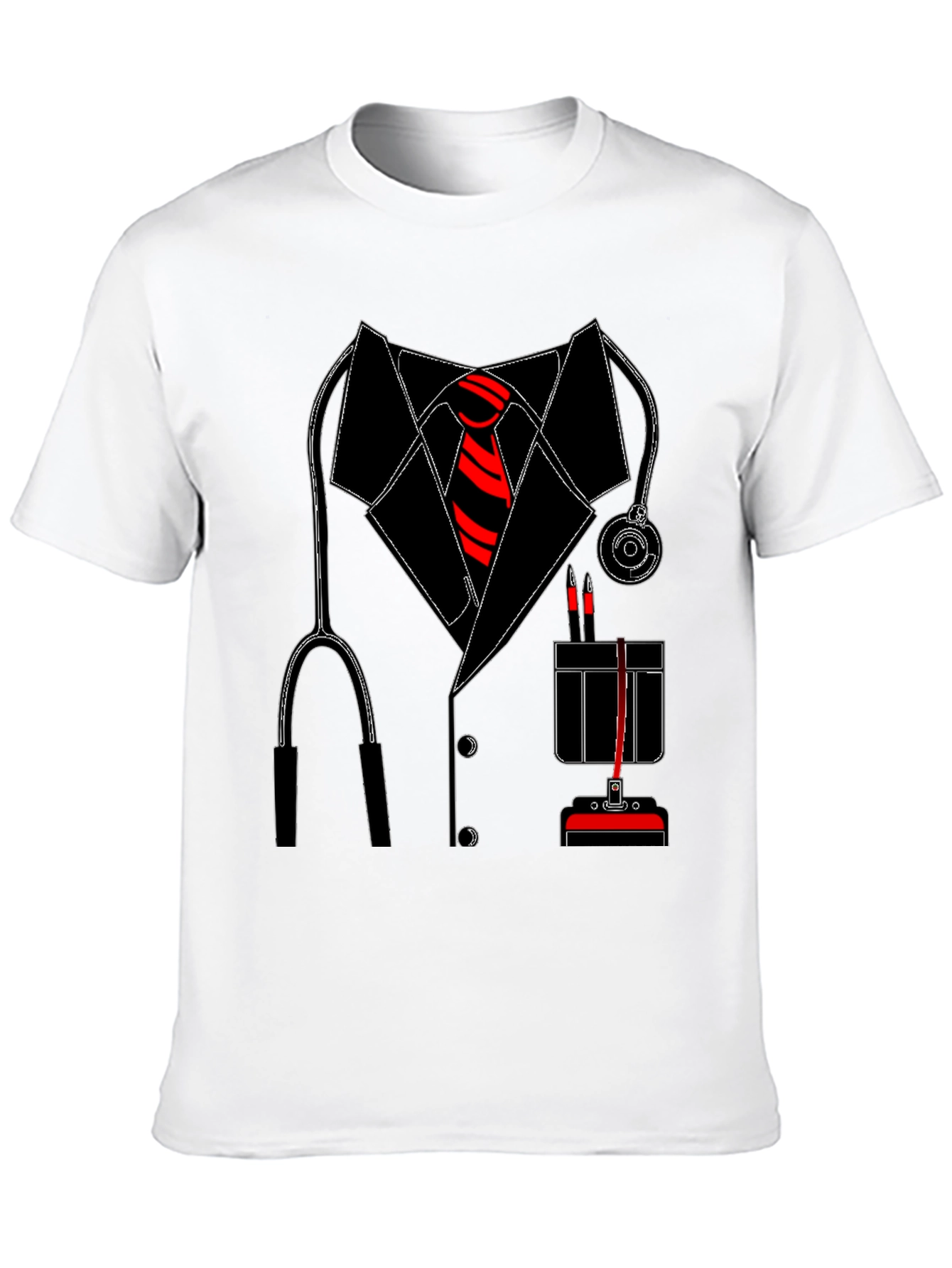 Doctor Costume T-Shirt with Stethoscope & Tie