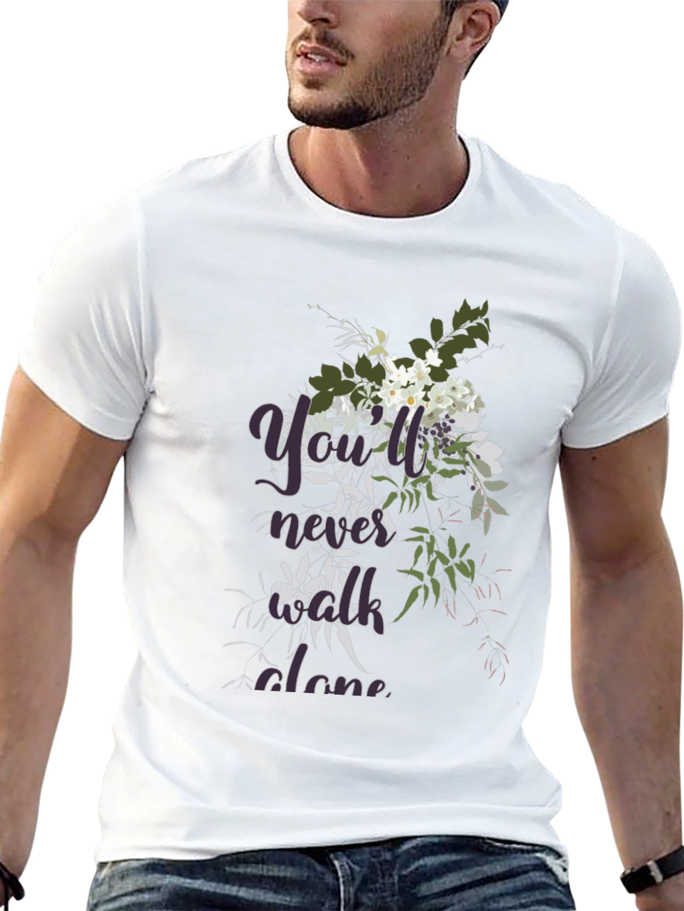 Floral Youll Never Walk Alone Black T-Shirt