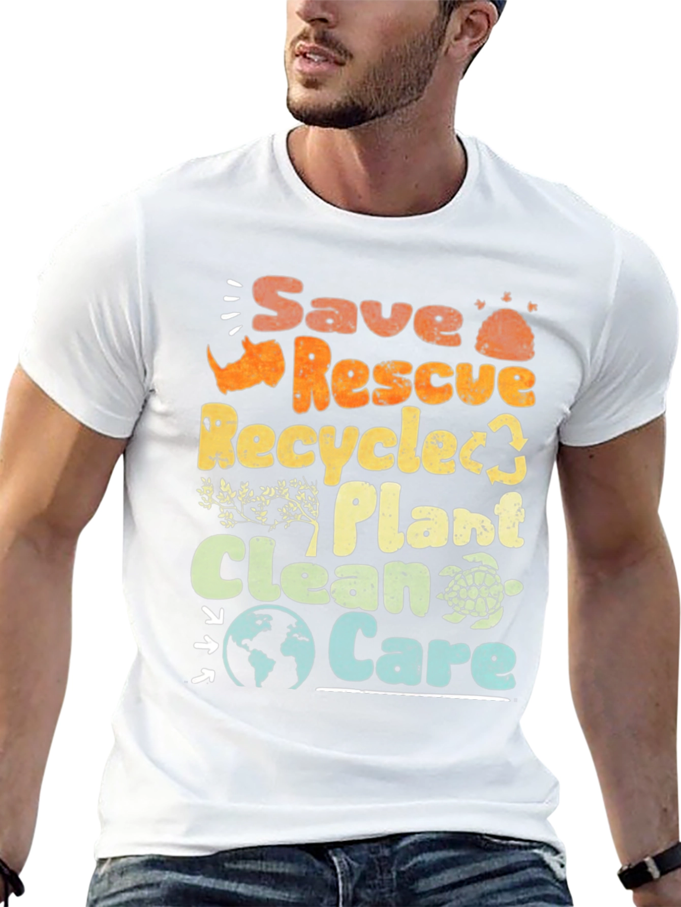 Eco-Friendly Save Rescue Recycle Graphic T-Shirt
