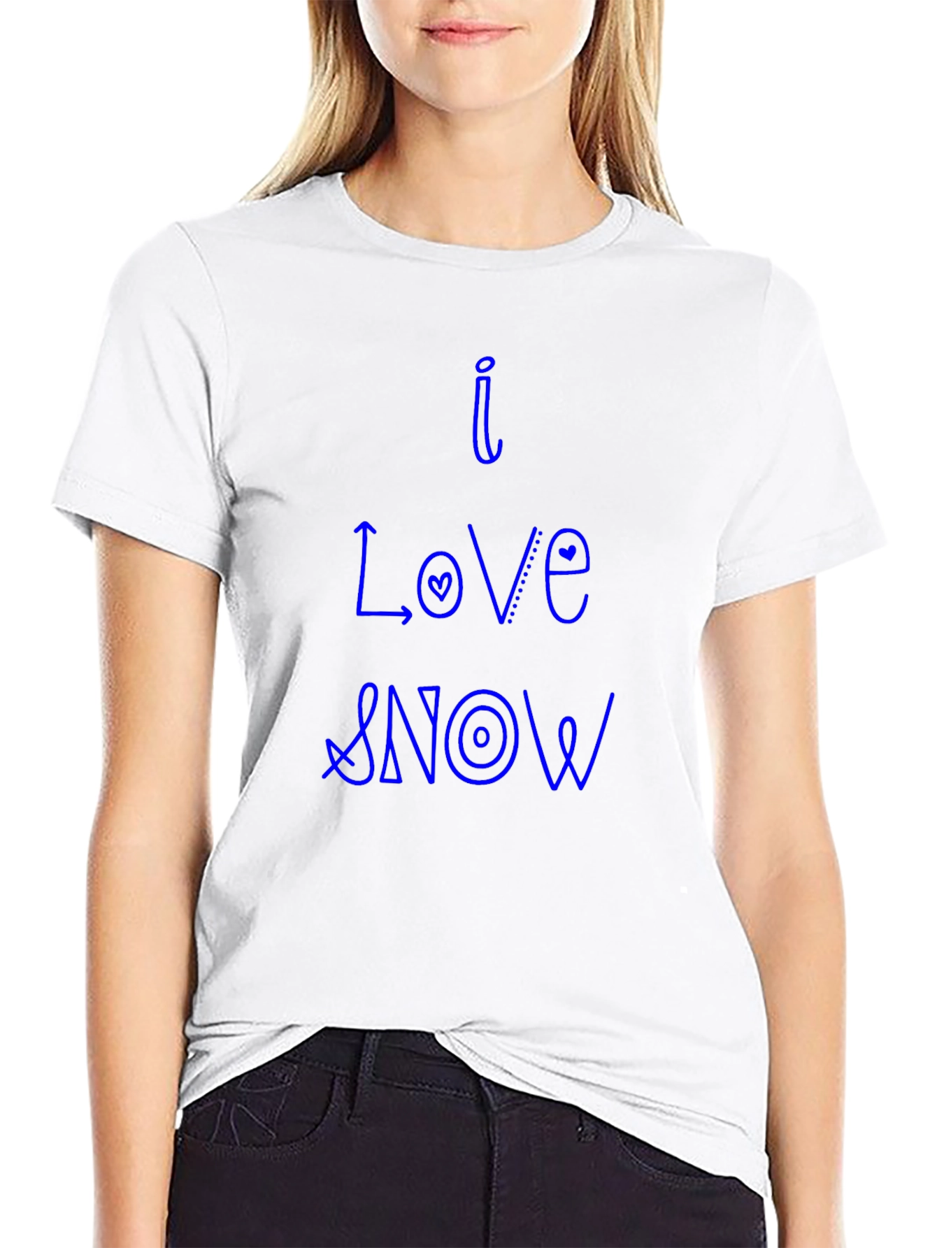 I Love Snow Black Cotton Tee