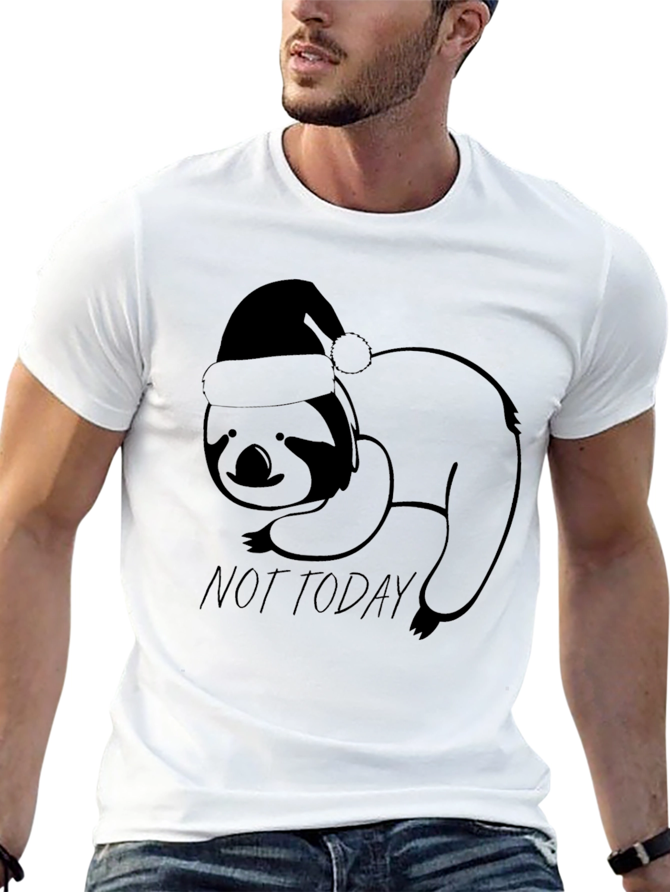 Not Today Sloth Santa Hat T-Shirt