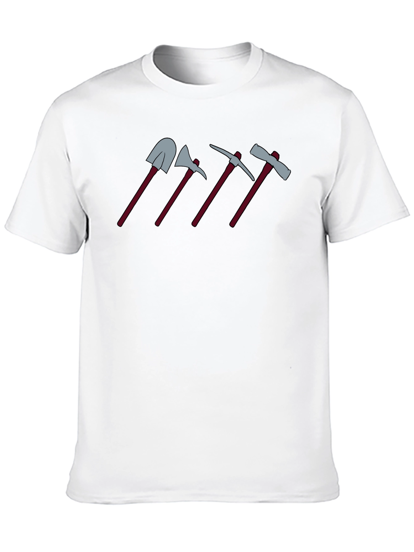 Cartoon Tools Graphic Tee - Shovel Axe Pickaxe Hatchet