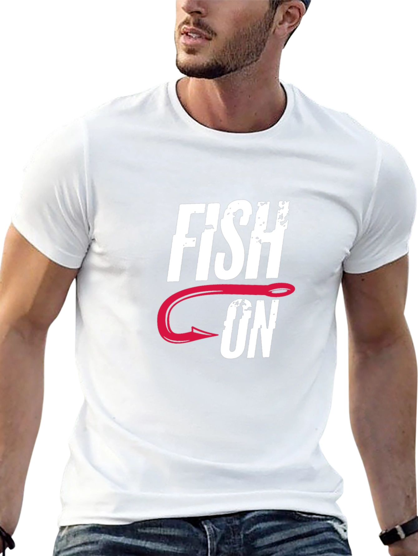 Fish On Graphic Tee - Black Cotton Fishing T-Shirt