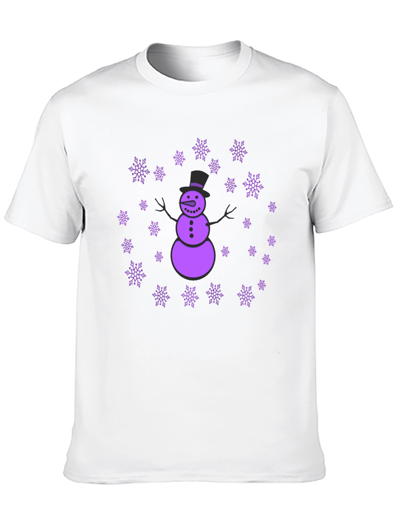 Snowman & Snowflakes Black T-Shirt