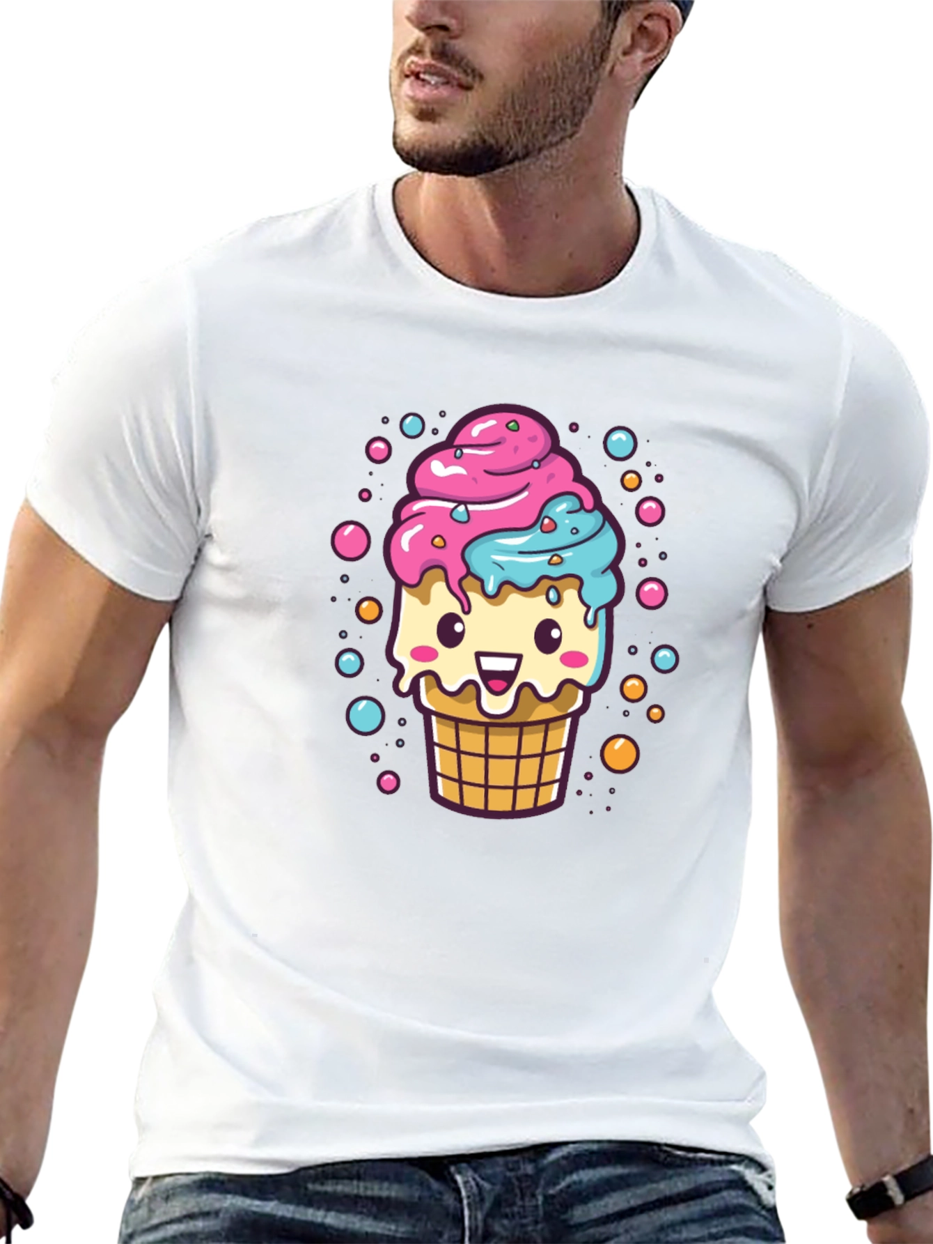 Cute Ice Cream Cone Graphic T-Shirt