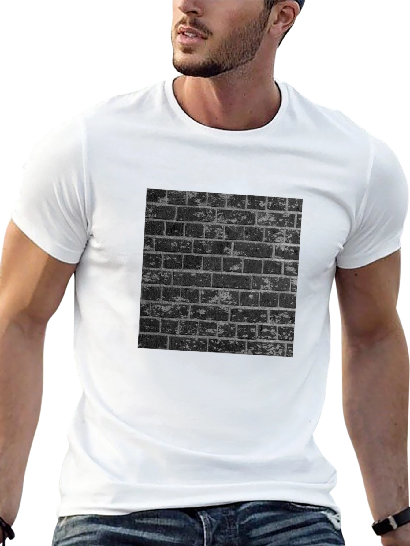 Mens Graphic Tee - Urban Brick Wall Design