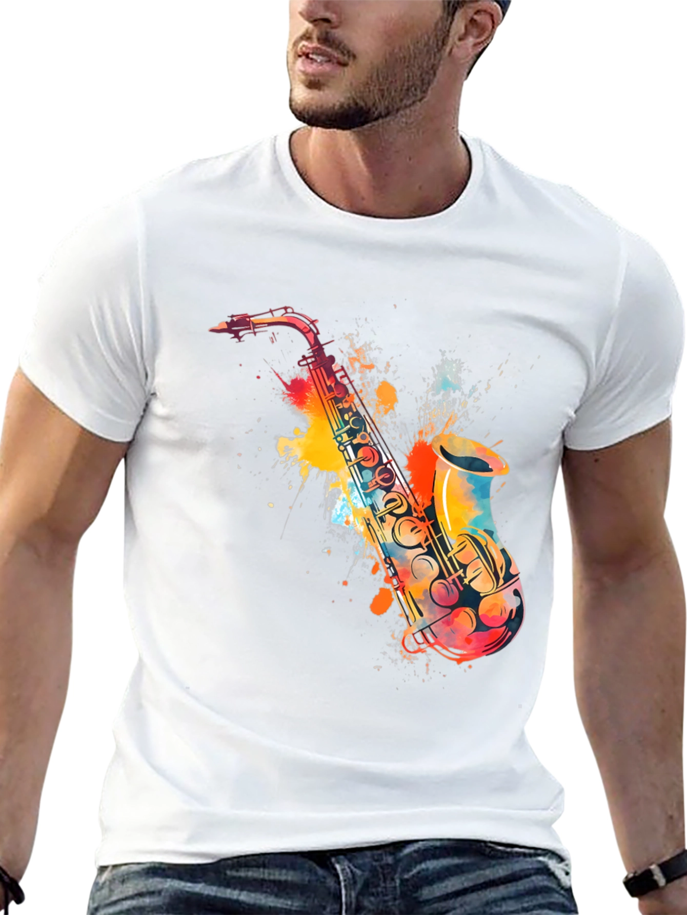 Saxophone Watercolor Graphic Tee