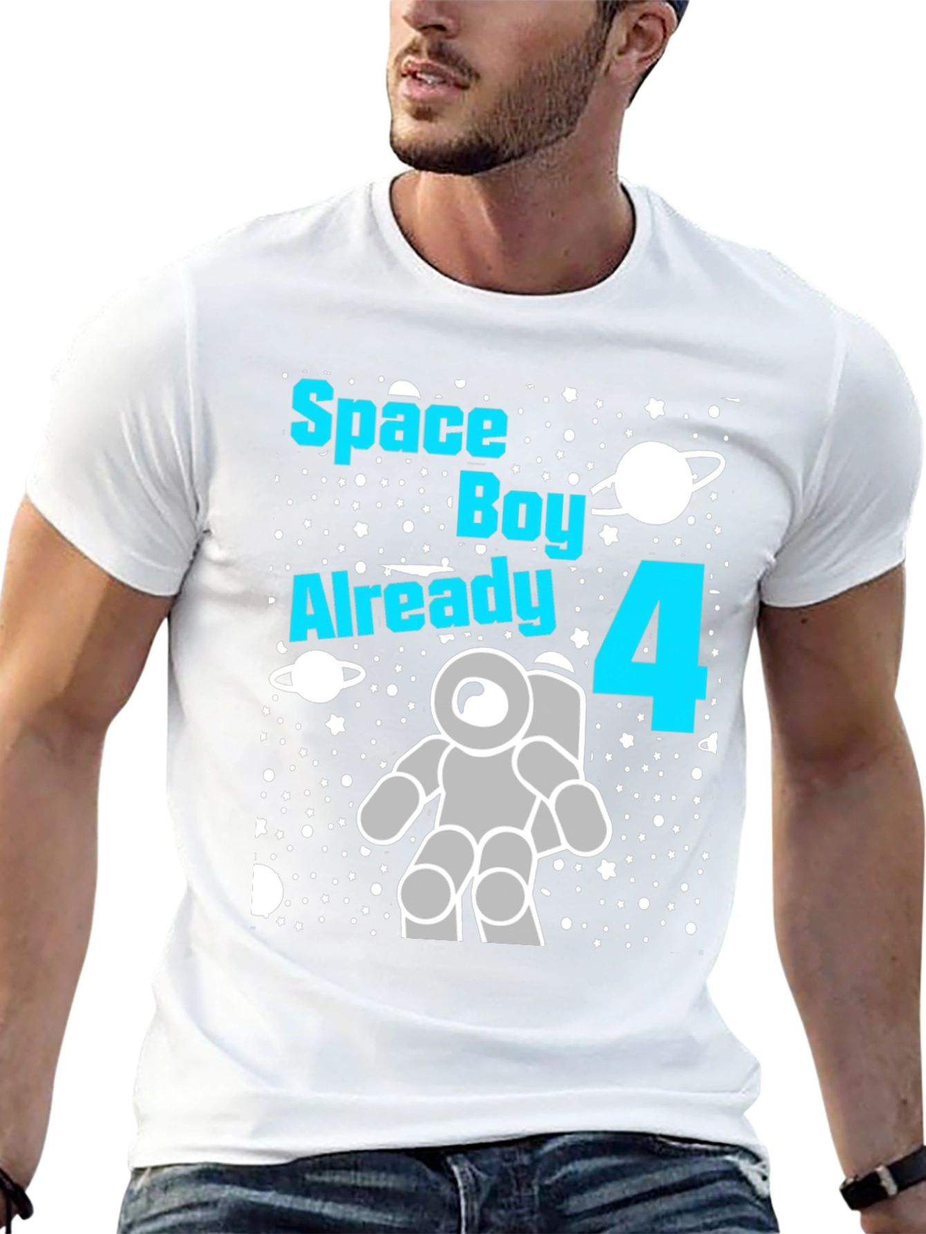 Space Boy 4th Birthday T-Shirt