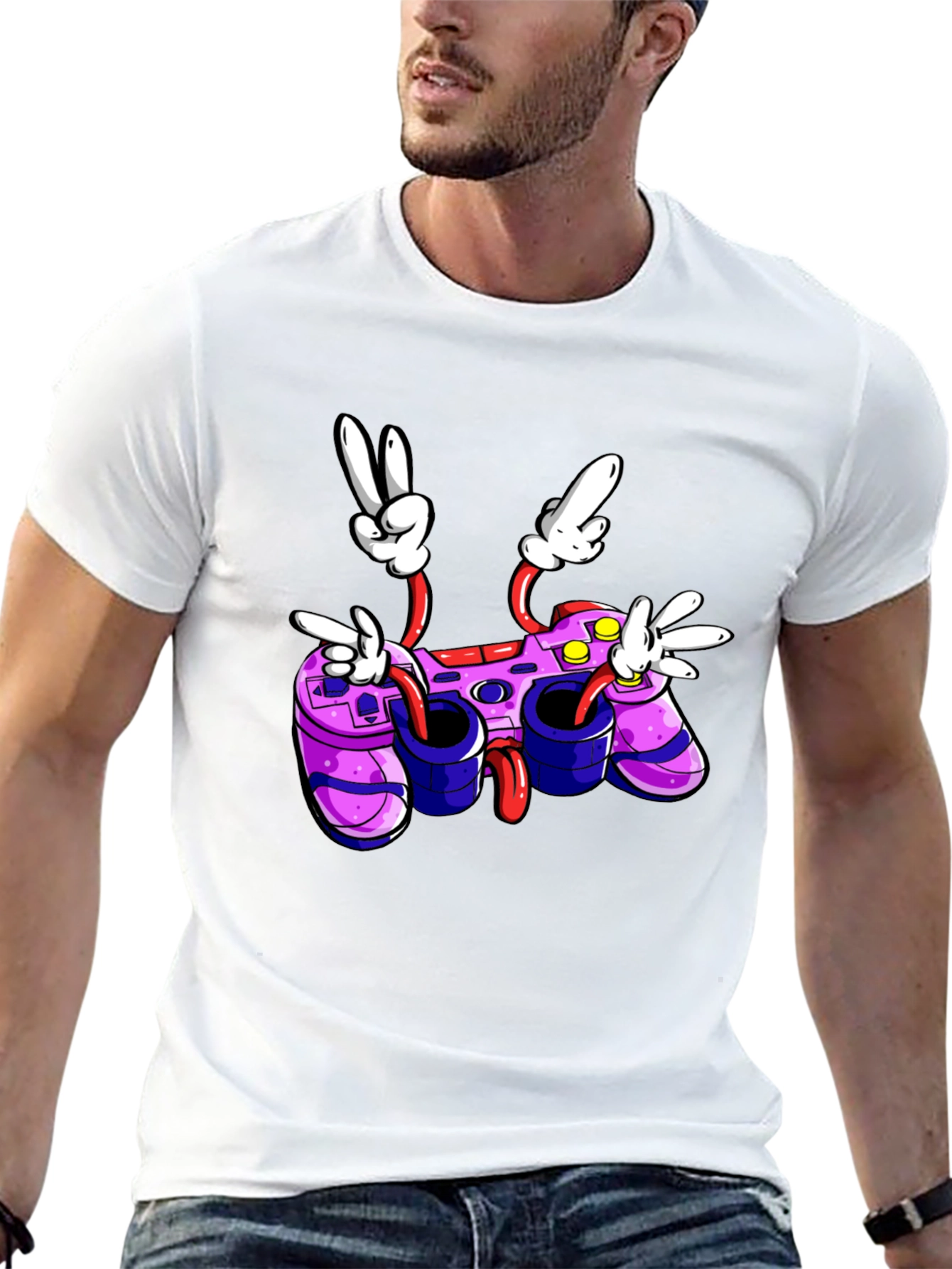 Cartoon Game Controller T-Shirt - Gamer Style