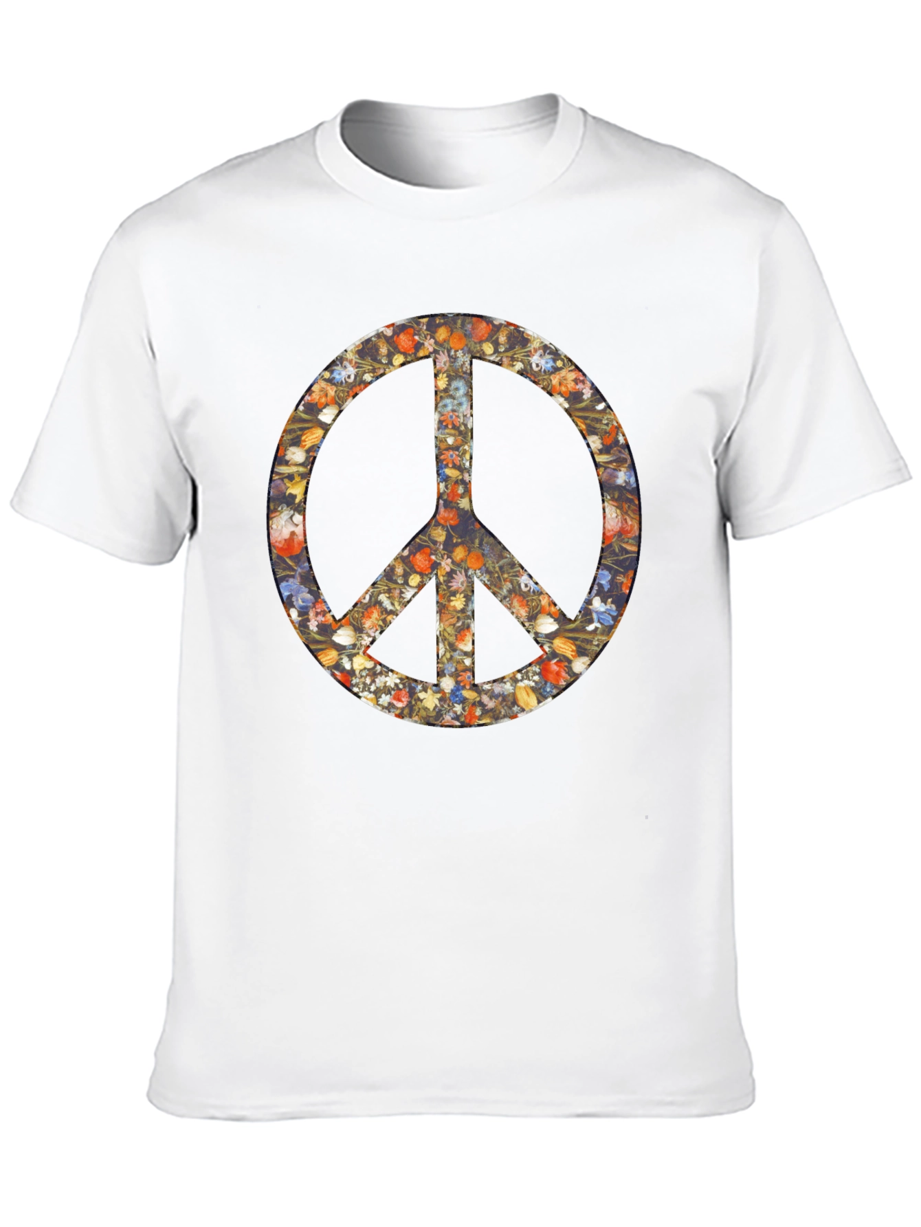 Floral Peace Sign Graphic Black T-Shirt