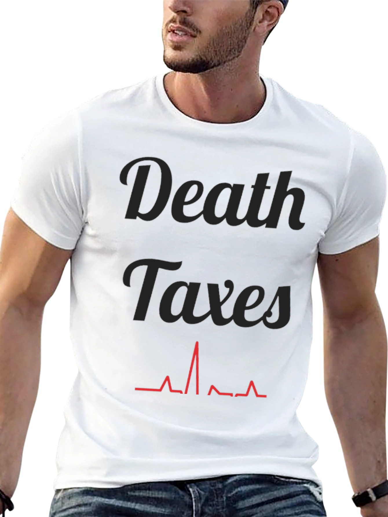 Death Taxes Heartbeat Graphic Tee - Black