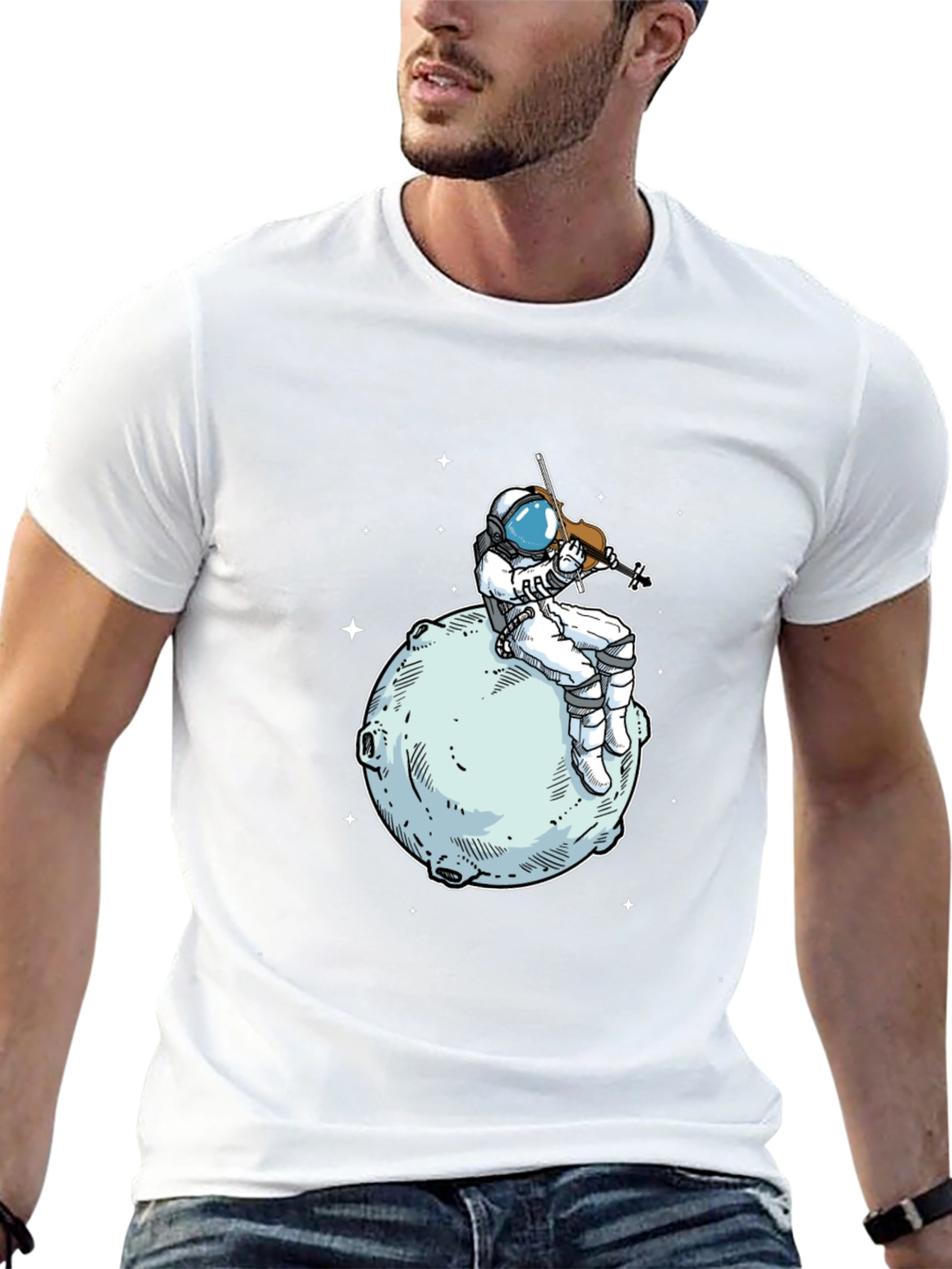 Astronaut Violinist T-Shirt - Space Musician Tee