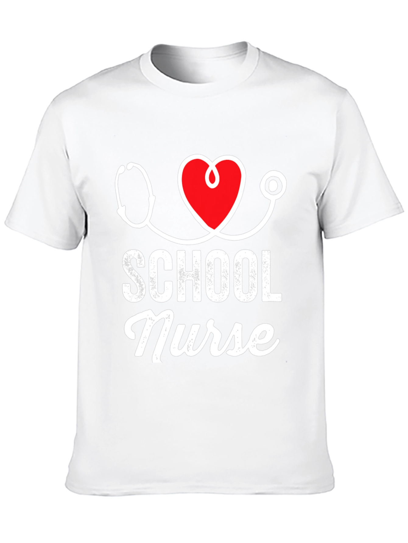 School Nurse T-Shirt - Stethoscope Heart Design