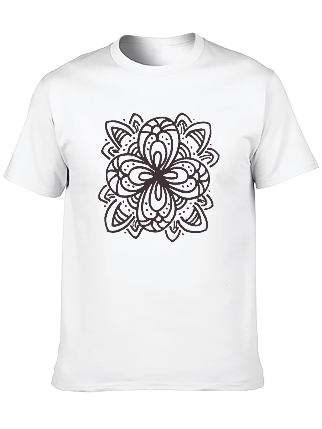 Black Graphic Tee - Floral Mandala Design