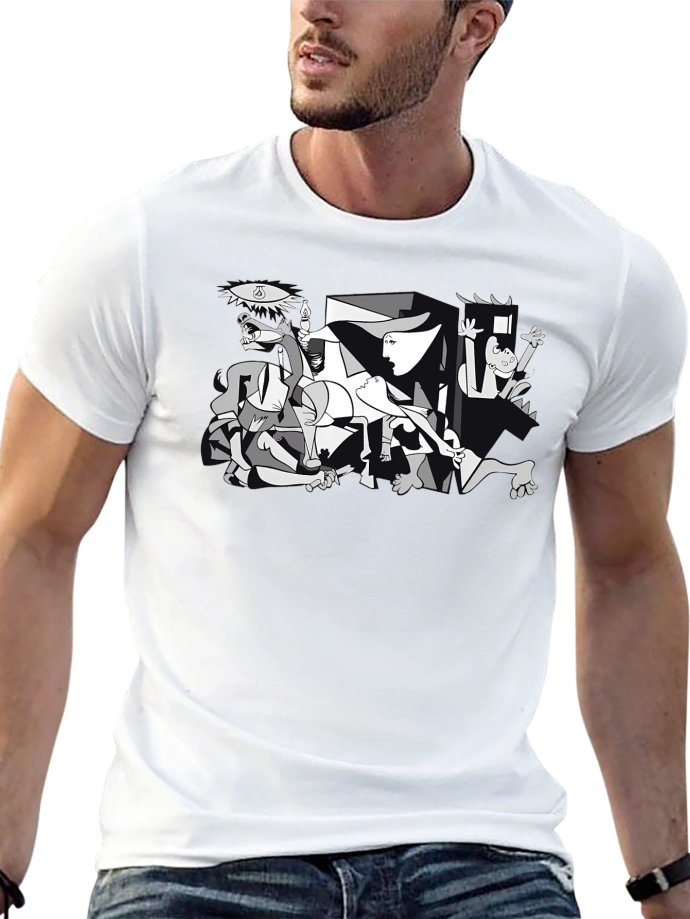 Guernica Style Graphic T-Shirt - Black