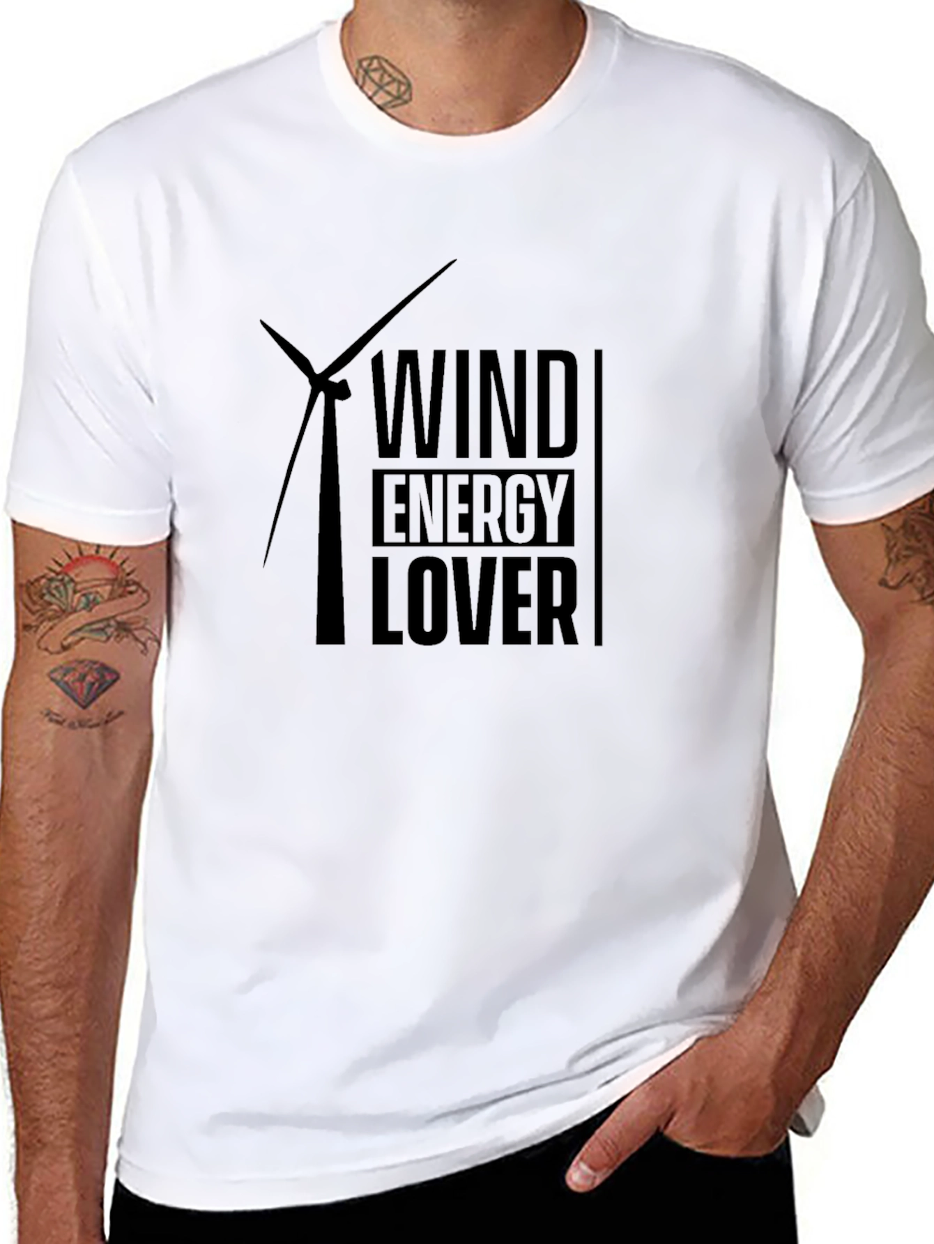Wind Energy Lover Graphic T-Shirt - Black
