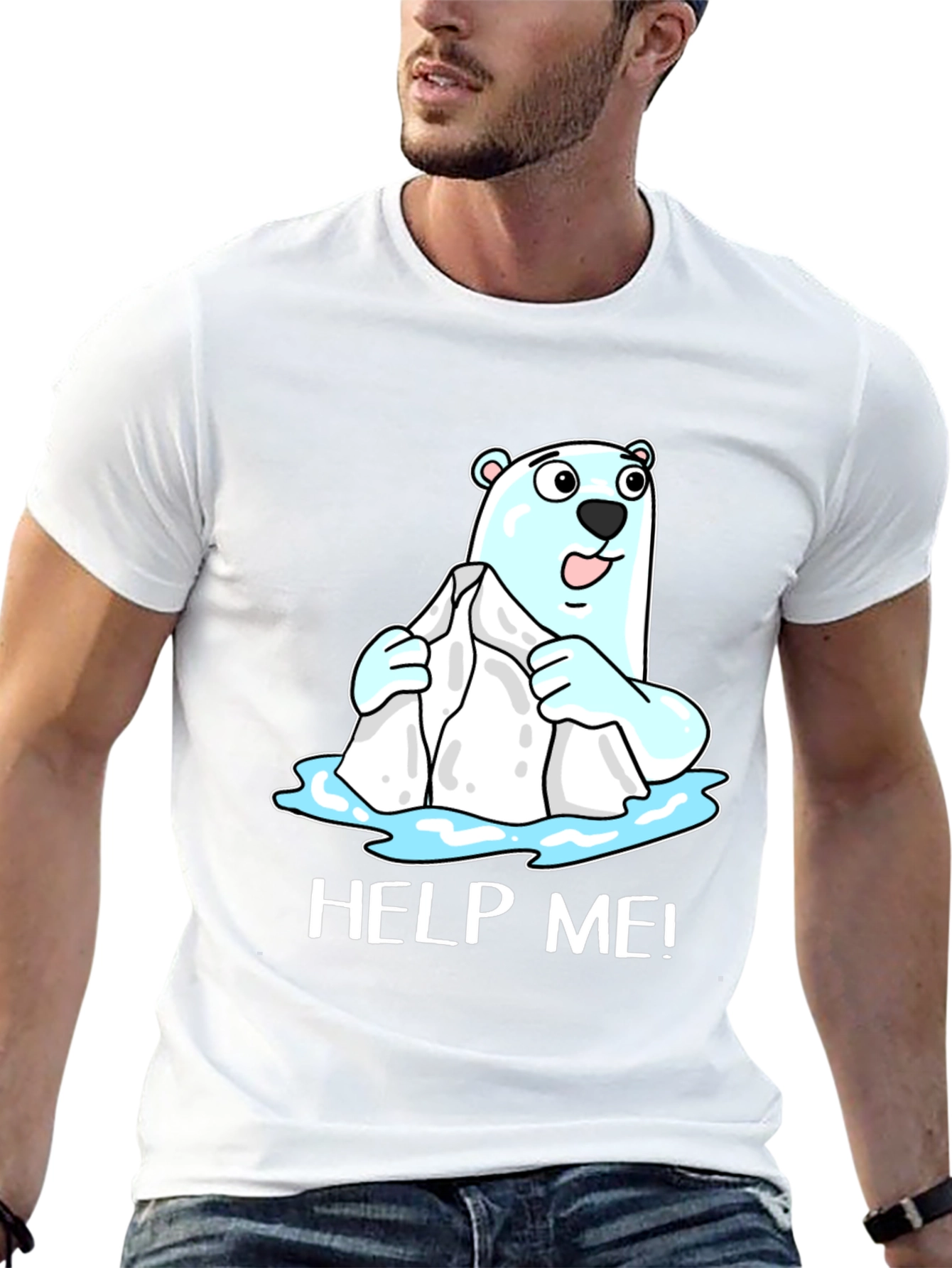 Help Me Polar Bear Graphic T-Shirt