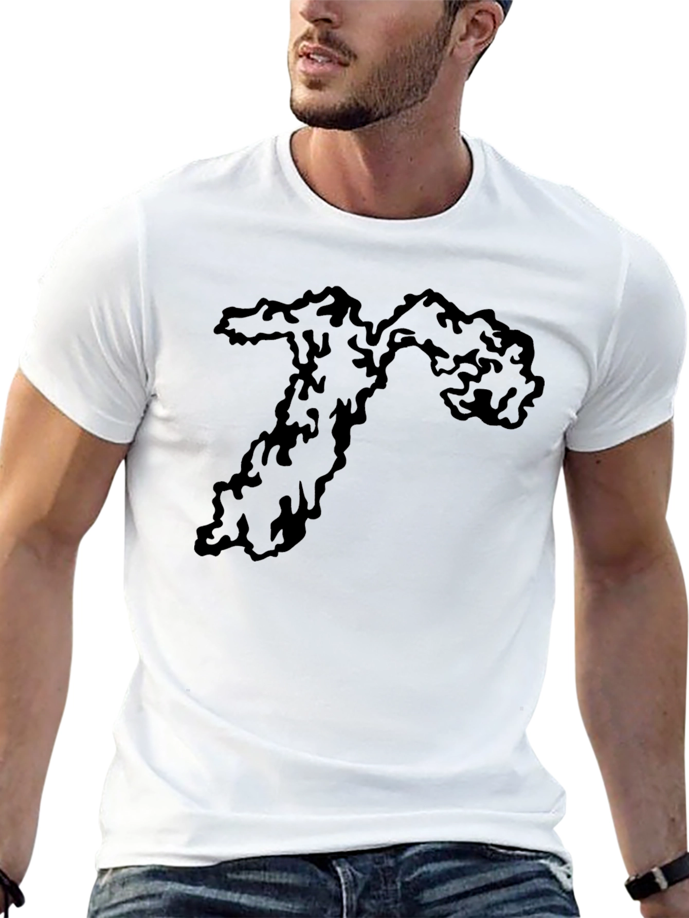 Mens Black Tee with Abstract Graphic Print