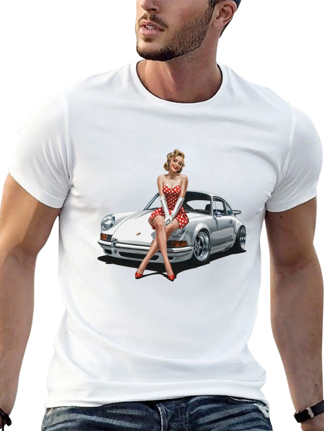 Retro Porsche Pin-Up T-Shirt - Classic Car Style