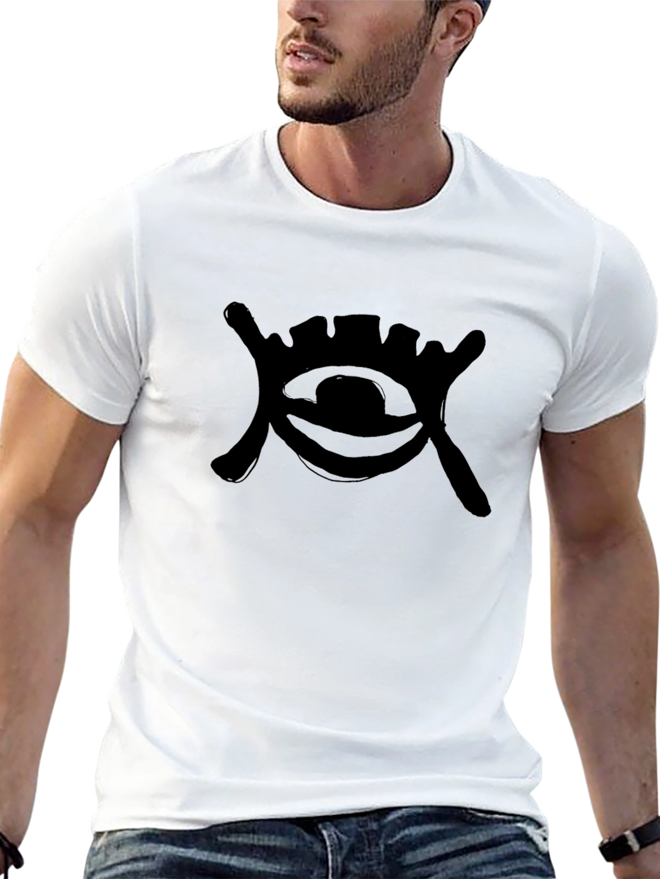 Mens Black Graphic Tee - Eye Design