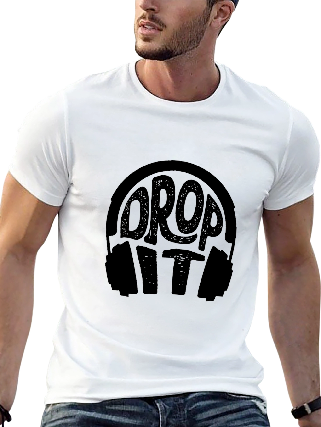 Drop It Headphones Graphic Black T-Shirt