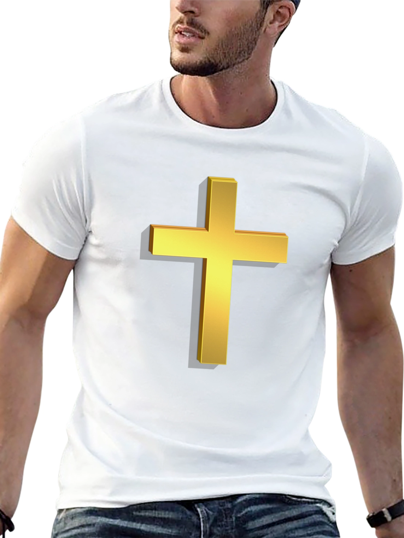 Gold Cross Graphic Black T-Shirt