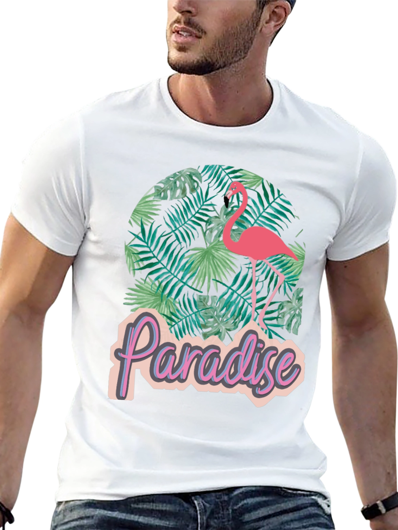 Paradise Flamingo Graphic Tee - Tropical Black T-Shirt