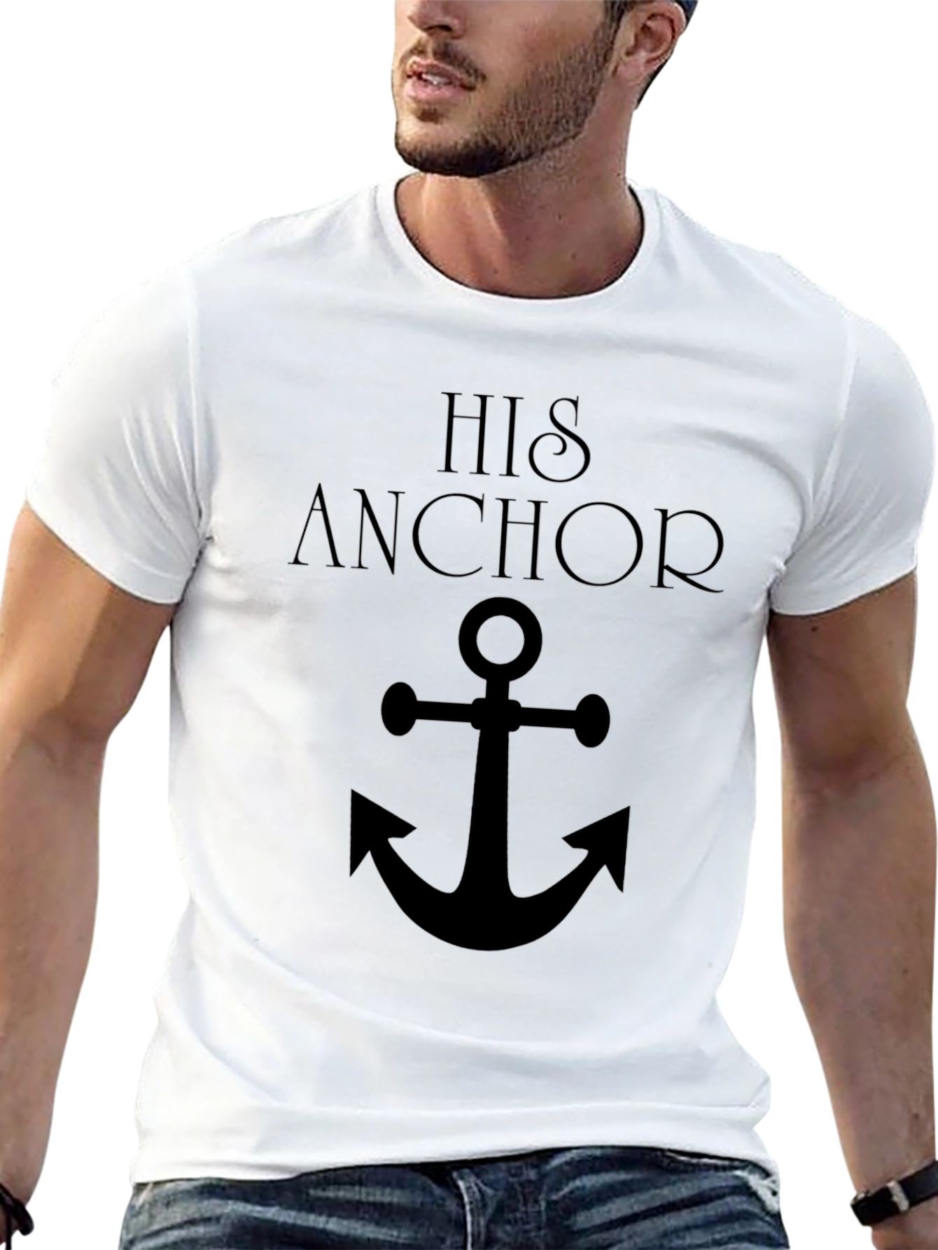 His Anchor Black Graphic Tee