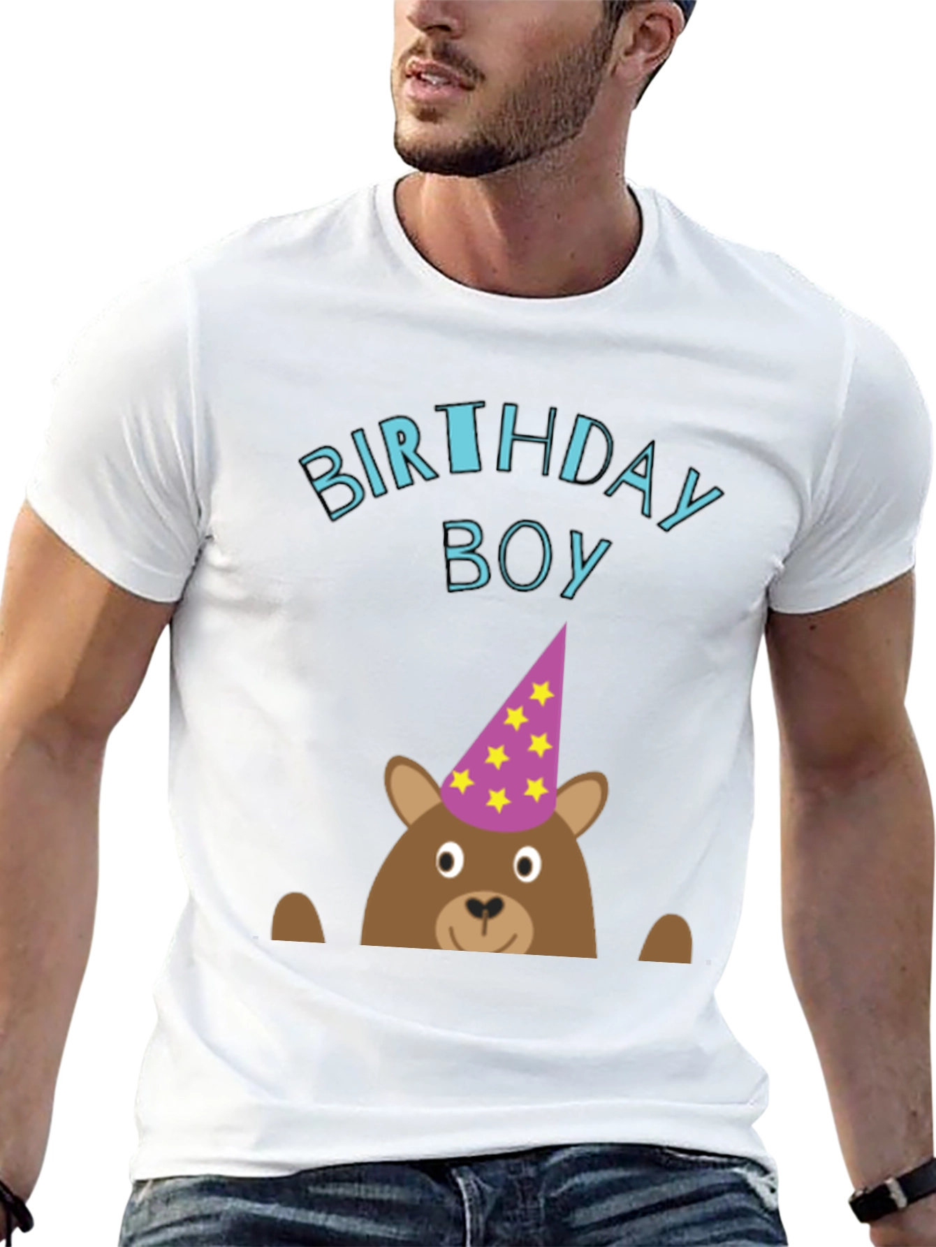 Birthday Boy Bear Graphic Tee - Cute Celebration T-Shirt