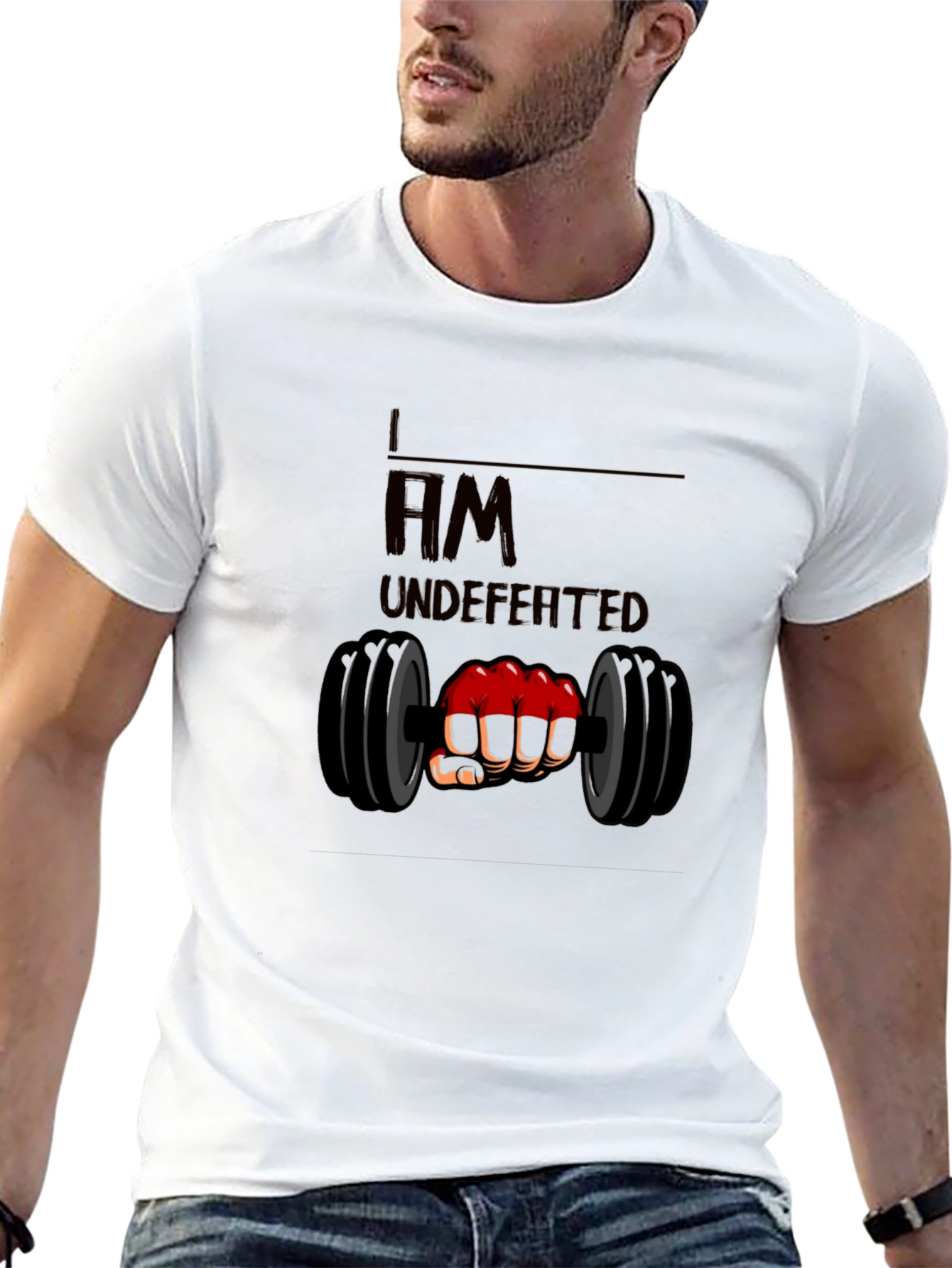 I am Undefeated Graphic Tee - Black Cotton T-Shirt