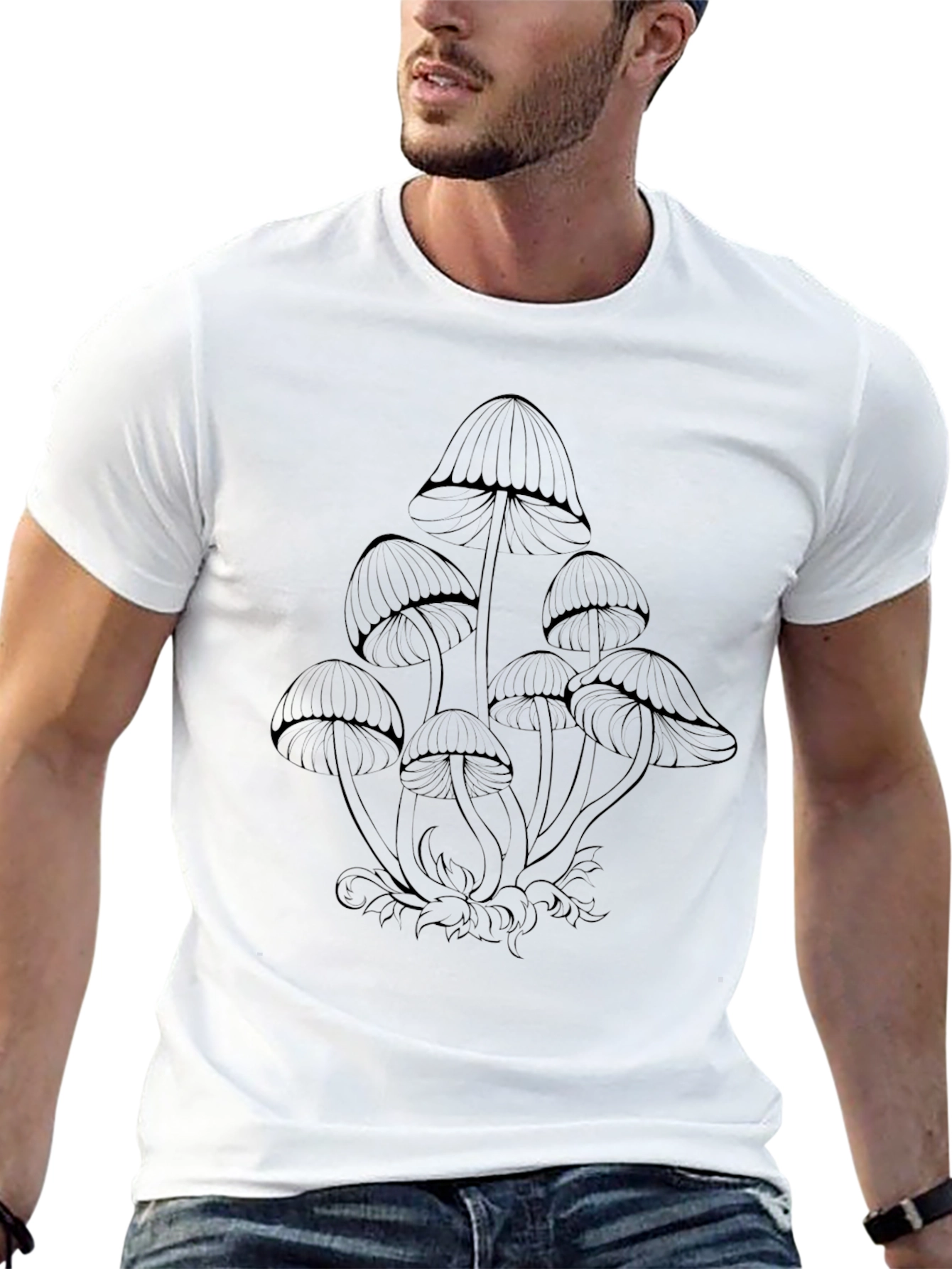 Mushroom Graphic Tee - Dark Botanical Design