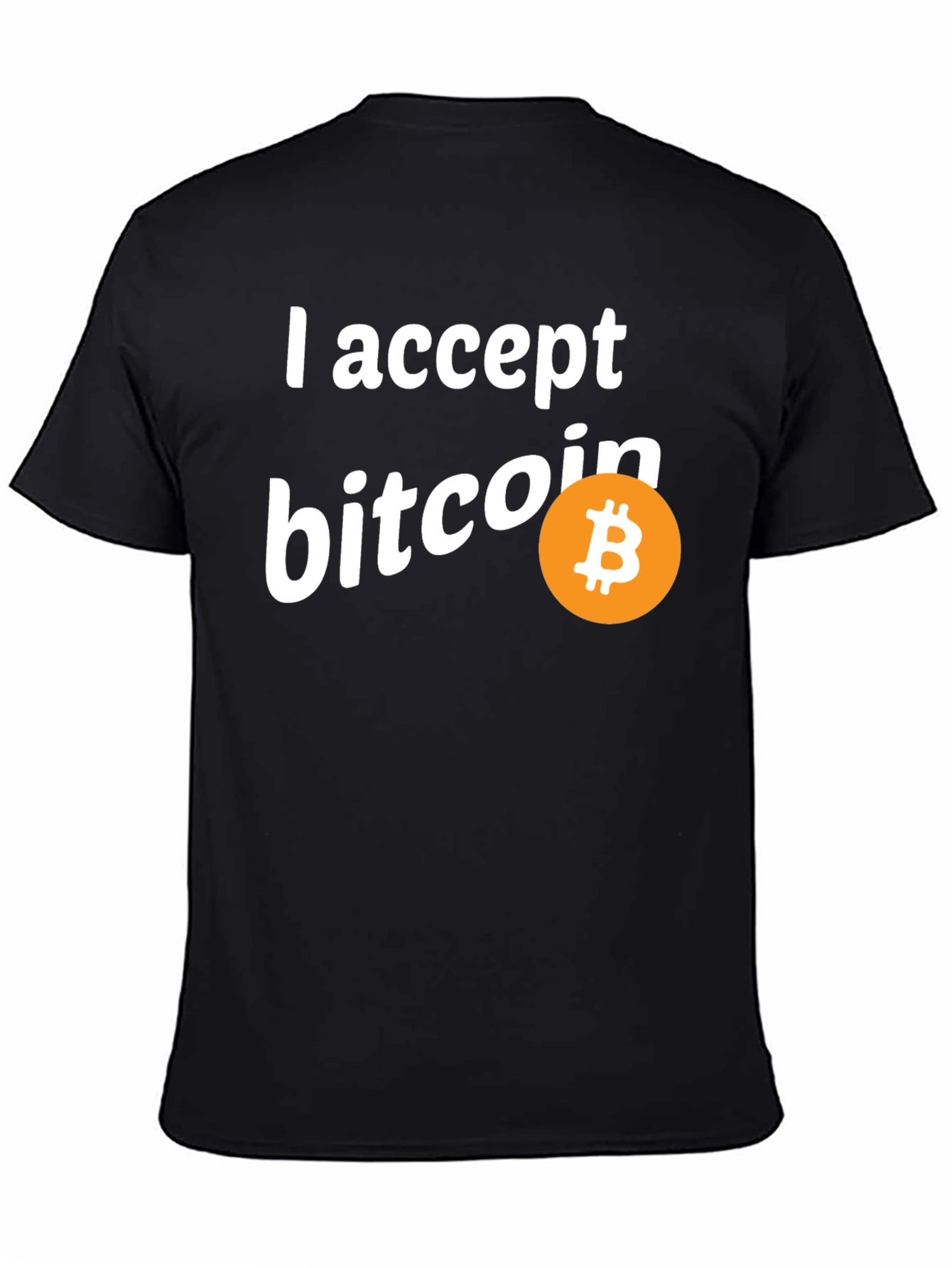 I Accept Bitcoin Black T-Shirt Crypto Currency Tee