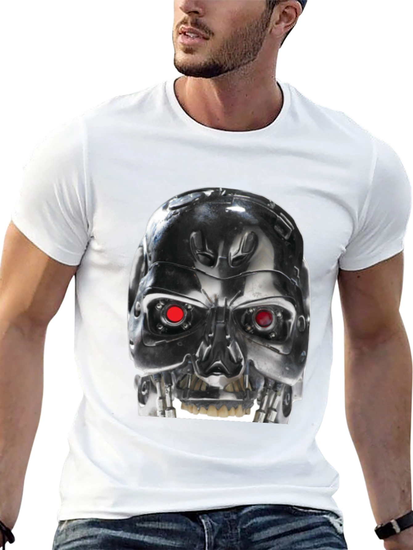 Terminator Robot Head Graphic Black T-Shirt