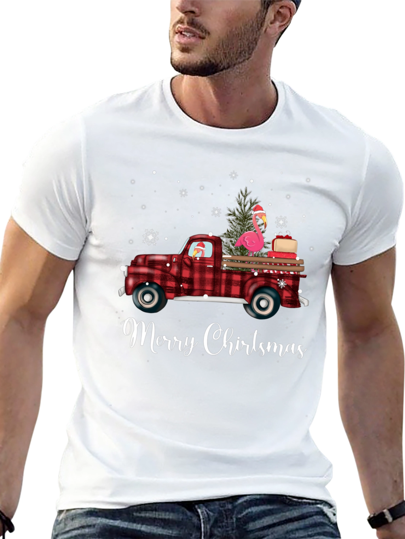 Merry Chirtsmas Flamingo Truck Tee
