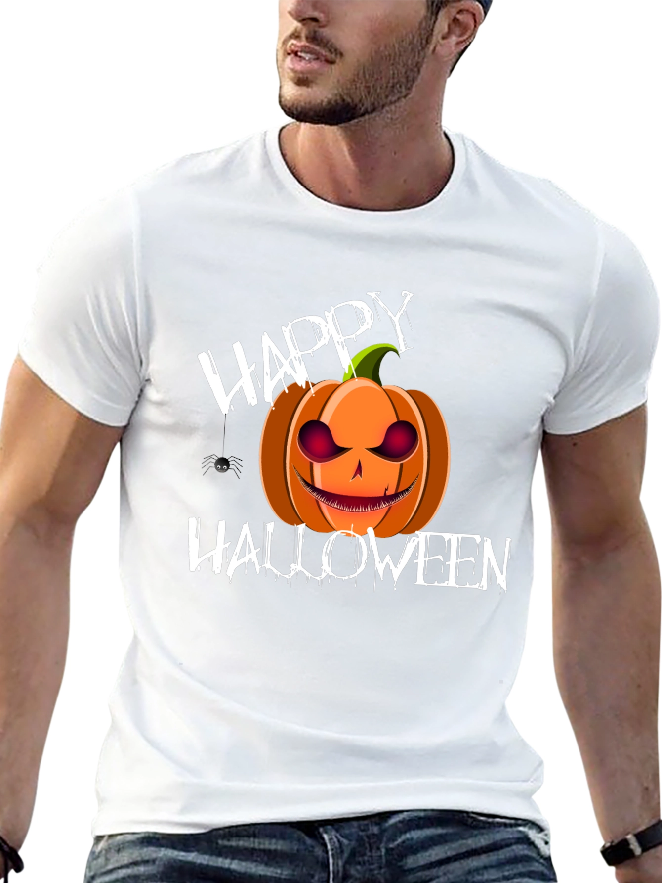 Happy Halloween Pumpkin T-Shirt - Spooky Holiday Tee