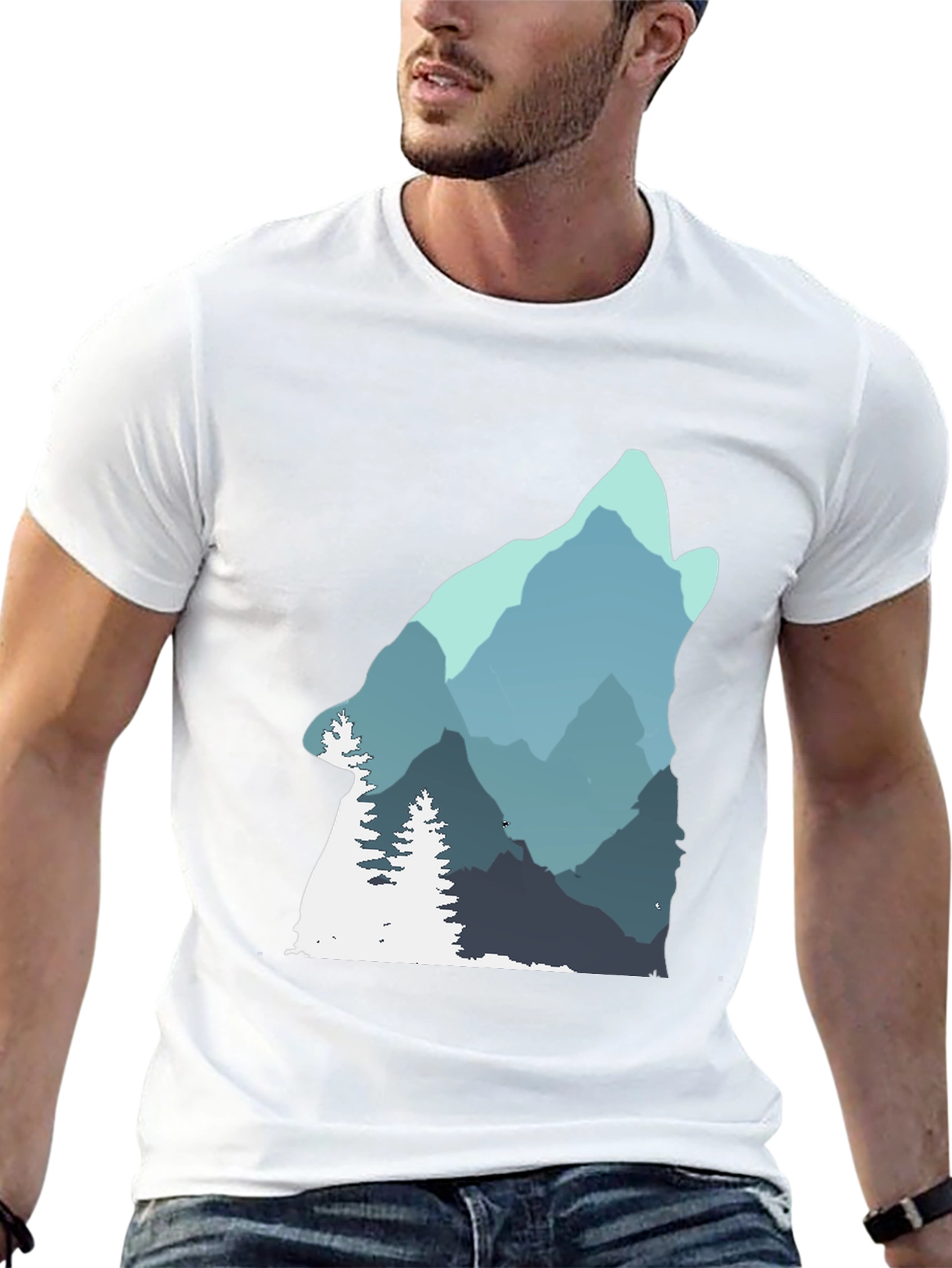 Wolf Mountain Graphic Tee - Nature Inspired Design