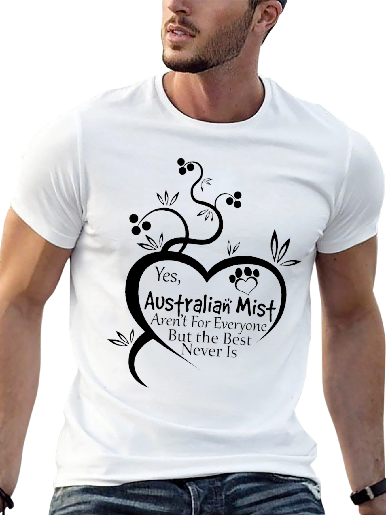 Australian Mist Cat Breed T-Shirt Heart Design