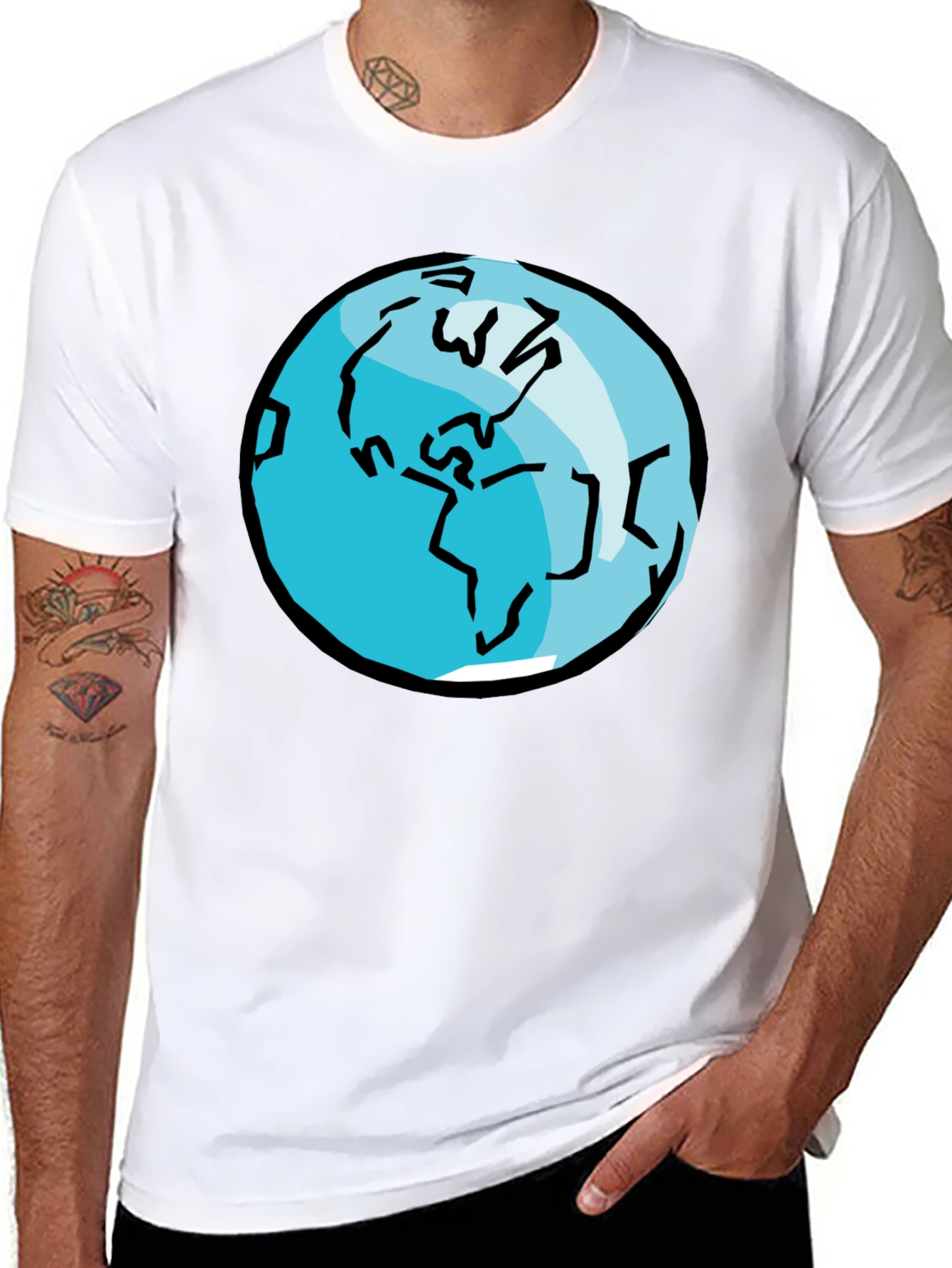 Earth Graphic Tee - Black Cotton T-Shirt