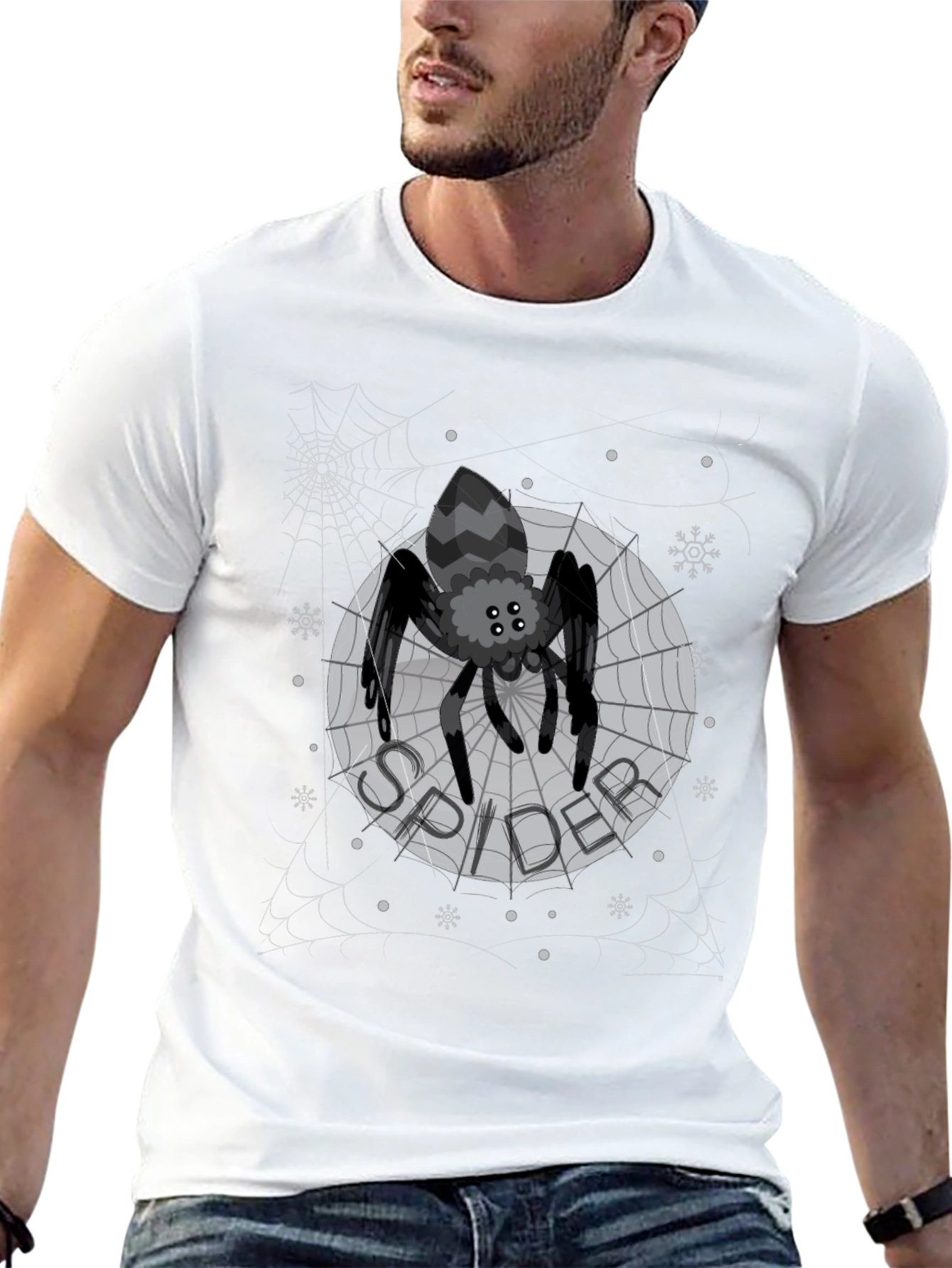 Spider Web Graphic Print Mens T-Shirt
