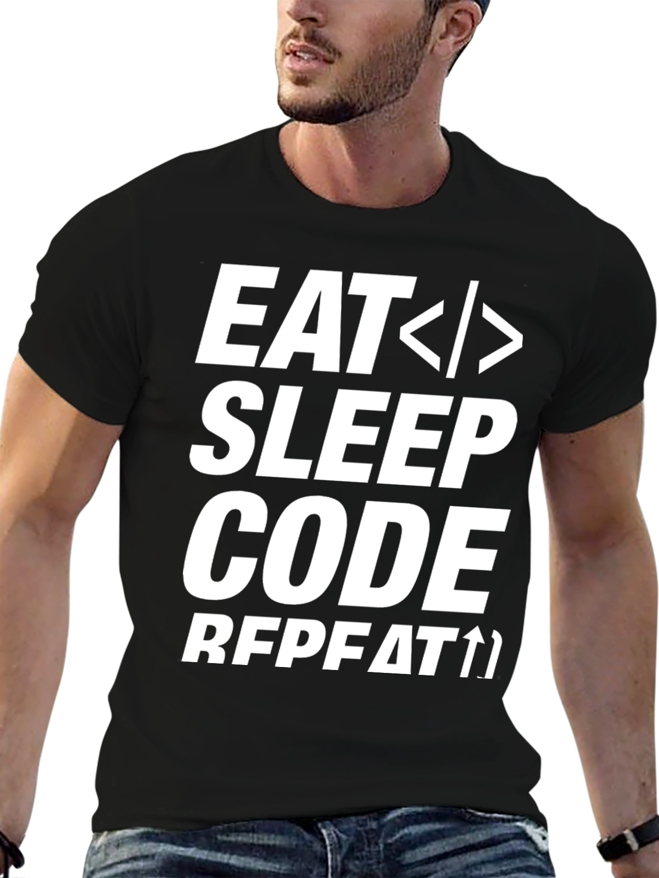 Eat Sleep Code Repeat Black Graphic Tee